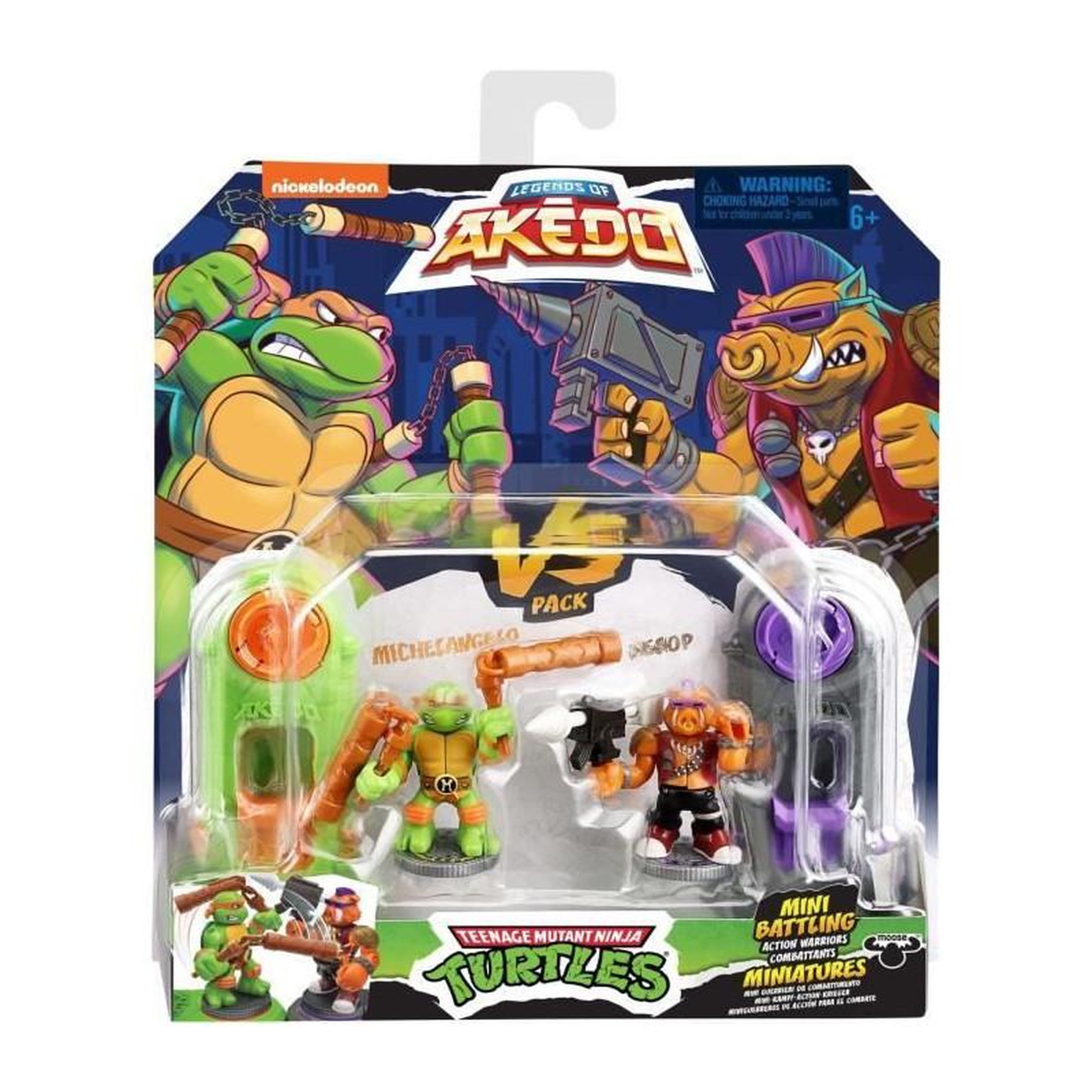 Voir la diapositive 4 : MOOSE TOYS Figurines Michelangelo vs Bebop - Akedo - Moose Toys