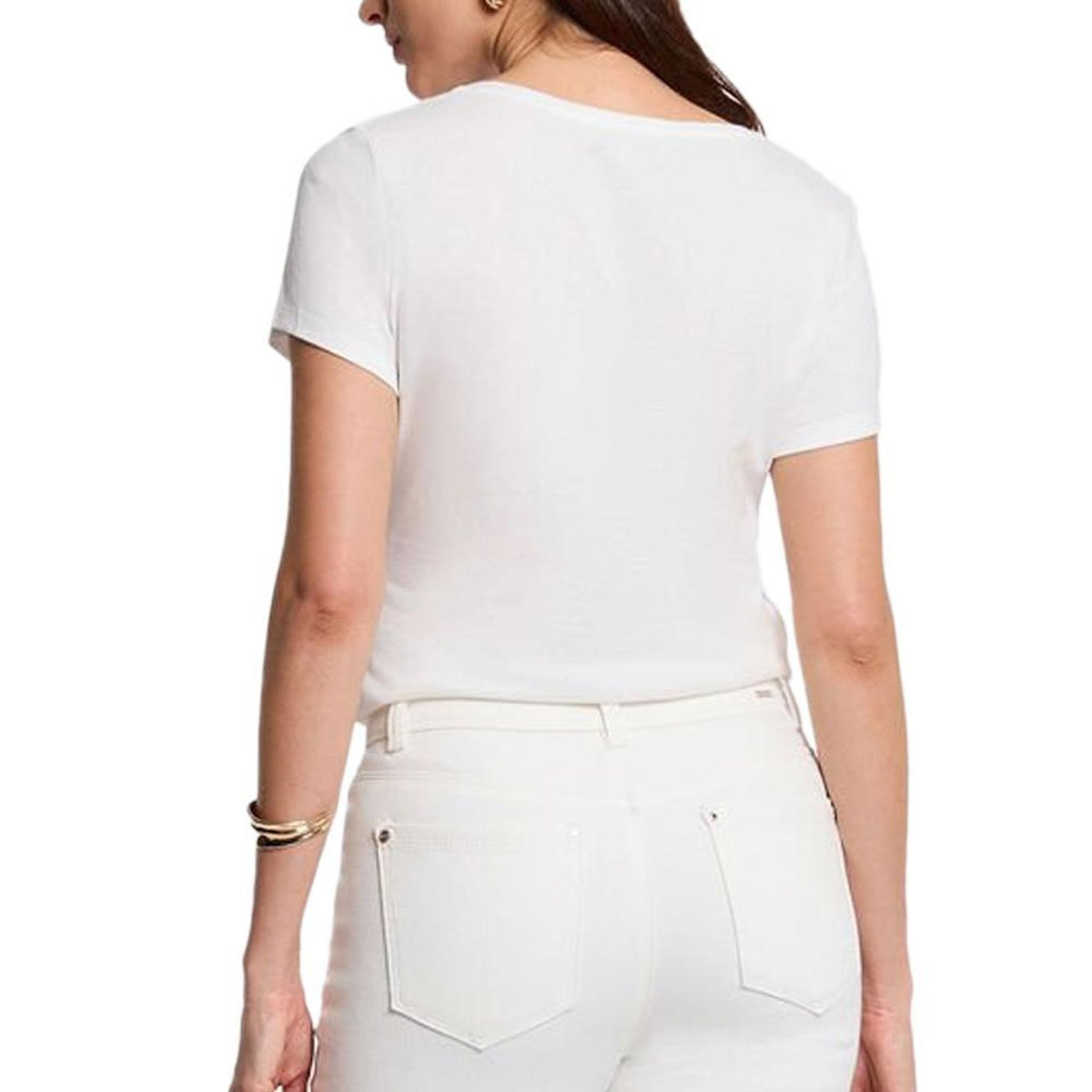 MORGAN T-Shirt Blanc/Doré Femme Morgan Serigraphie1