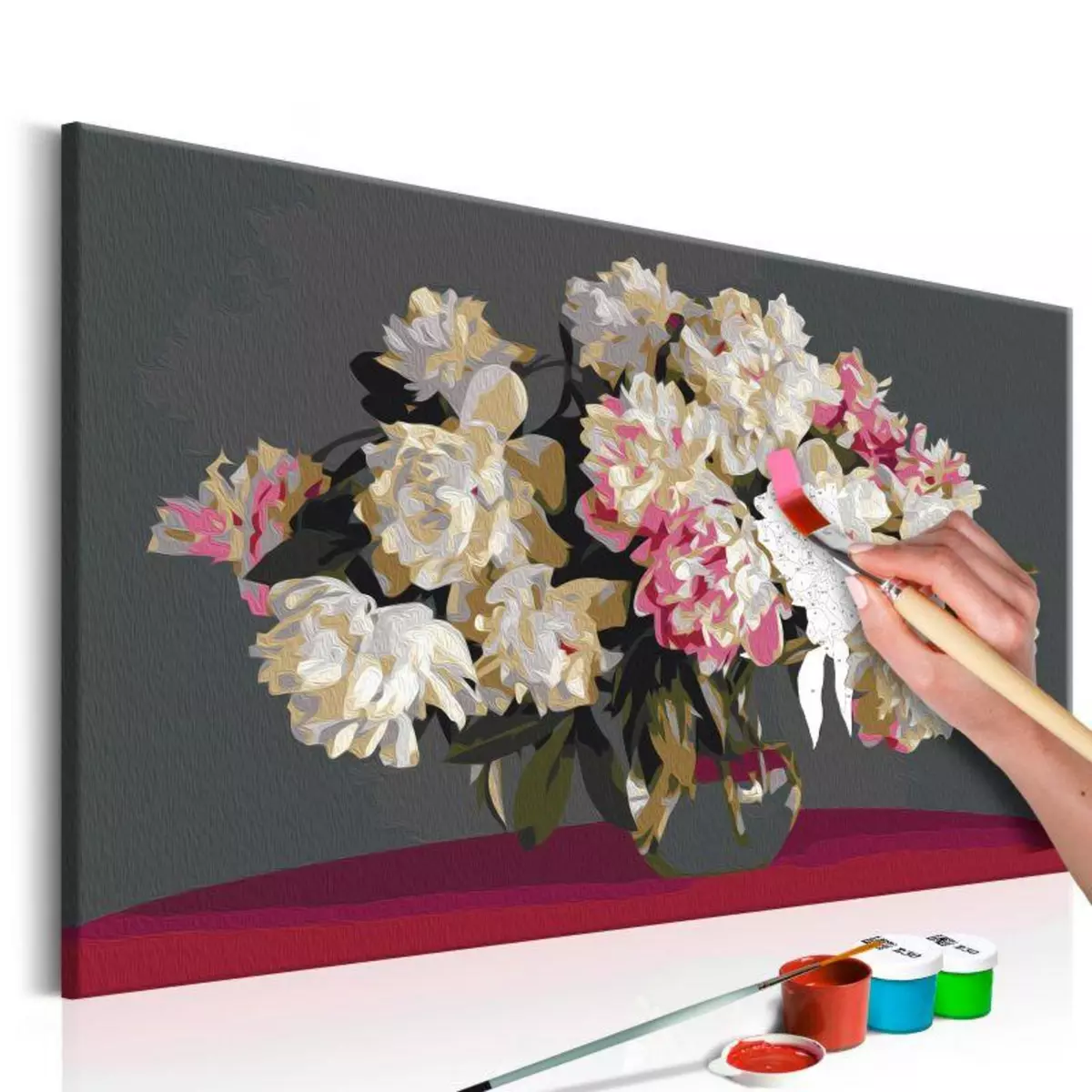 Paris Prix Tableau à Peindre Soi-Même  Fleurs Blanches dans un Vase  40x60cm