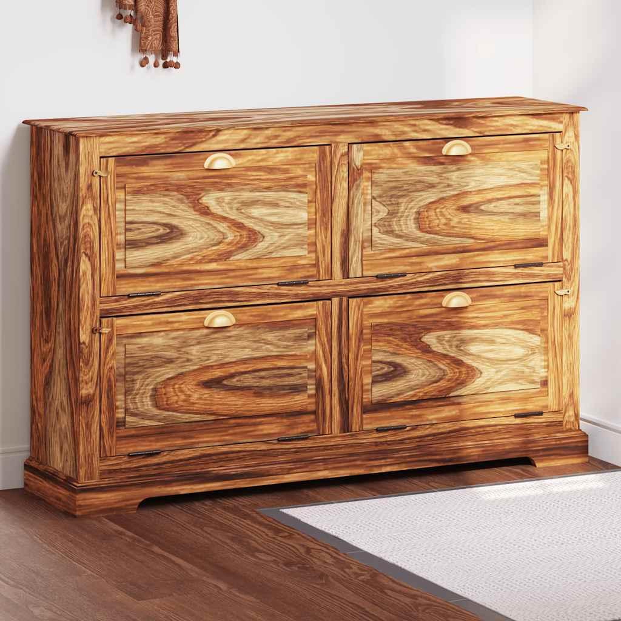 Voir la diapositive 1 : VIDAXL Armoire a chaussures 140 x 35  x 90 cm Bois massif de Sesham