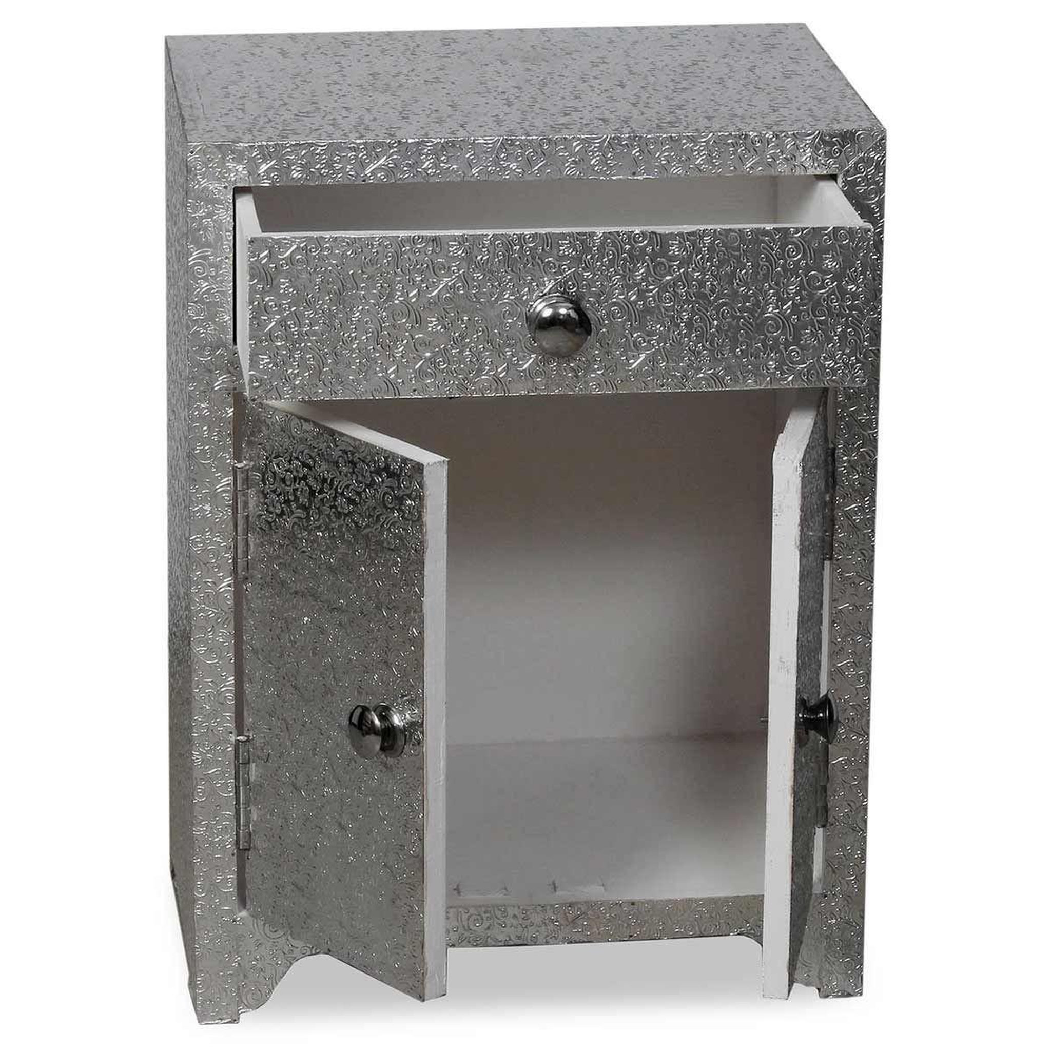 Voir la diapositive 2 : Paris Prix Table de chevet 1 tiroir  tiko  61cm argent