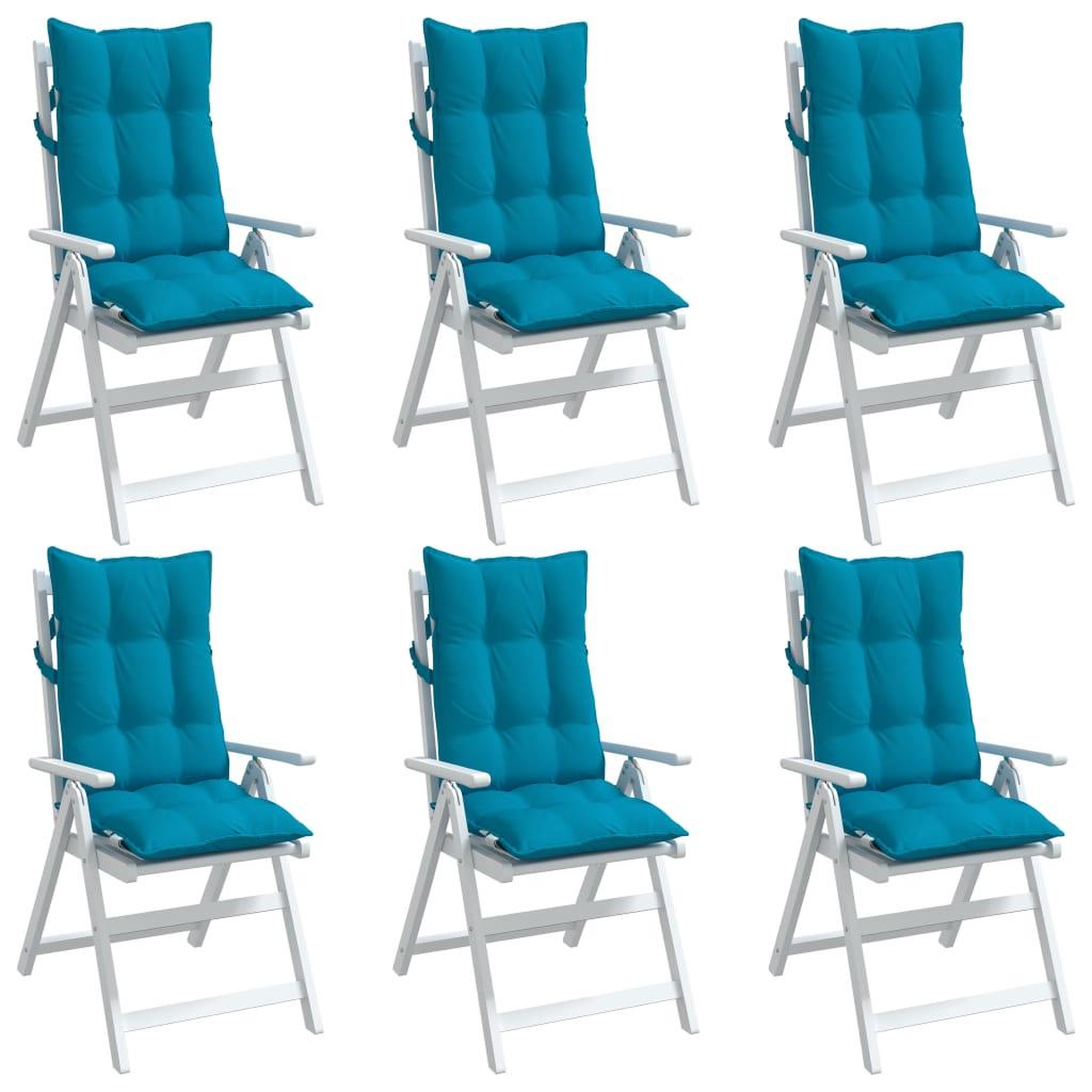 Voir la diapositive 4 : VIDAXL Coussins de chaise a dossier haut lot de 6 bleu clair