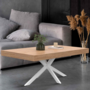 Voir la diapositive 2 : ID MARKET Table basse rectangle ALIX 110 cm pied araignée bois et blanc