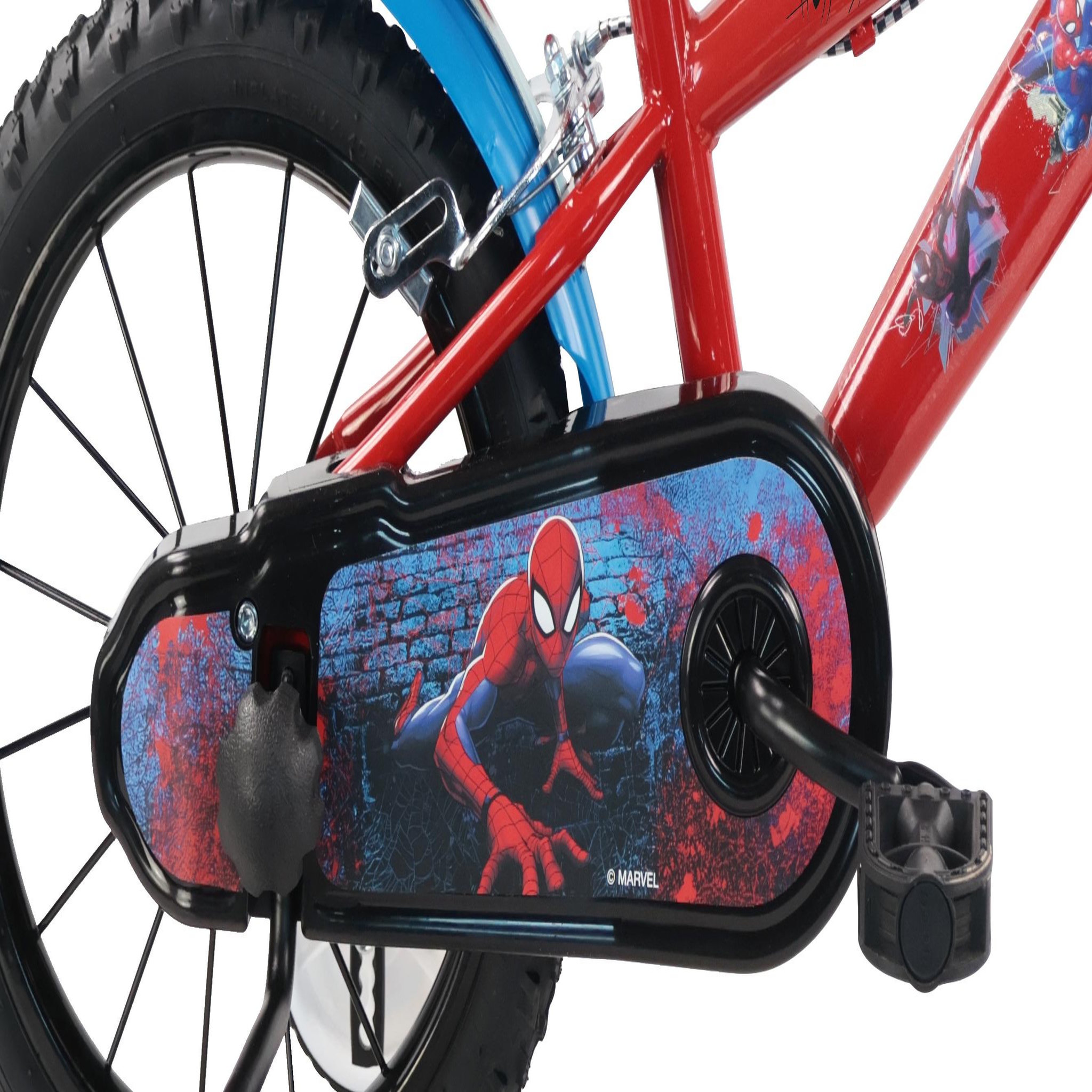 Voir la diapositive 6 : Spiderman Vélo enfant 14'' SPIDERMAN (90 à 105cm) équipé de 2 freins, plaque avant décorative , bidon arrière, stabilisateurs + CASQUE INCLUS!