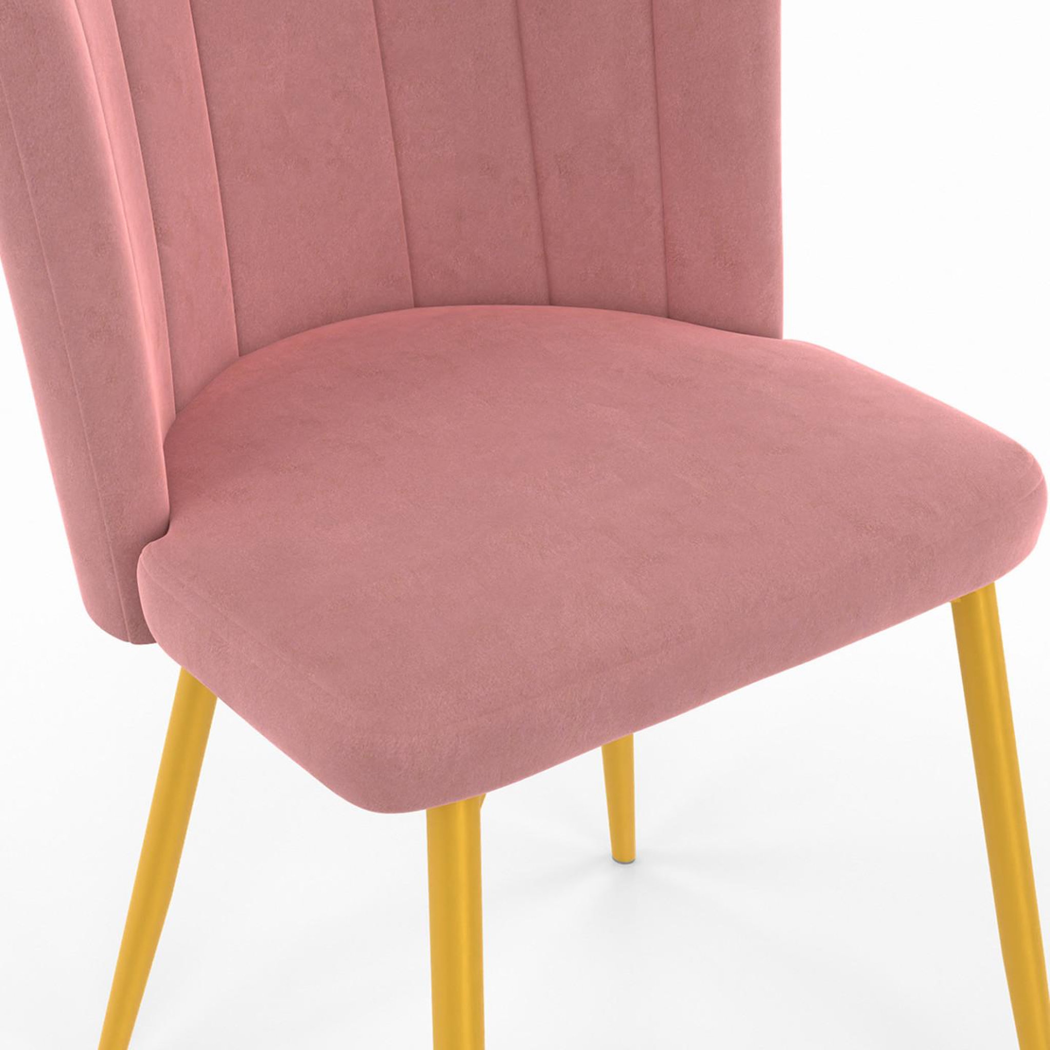 Voir la diapositive 6 : ID MARKET Lot de 2 chaises coquillage adella rose en velours pieds dorés