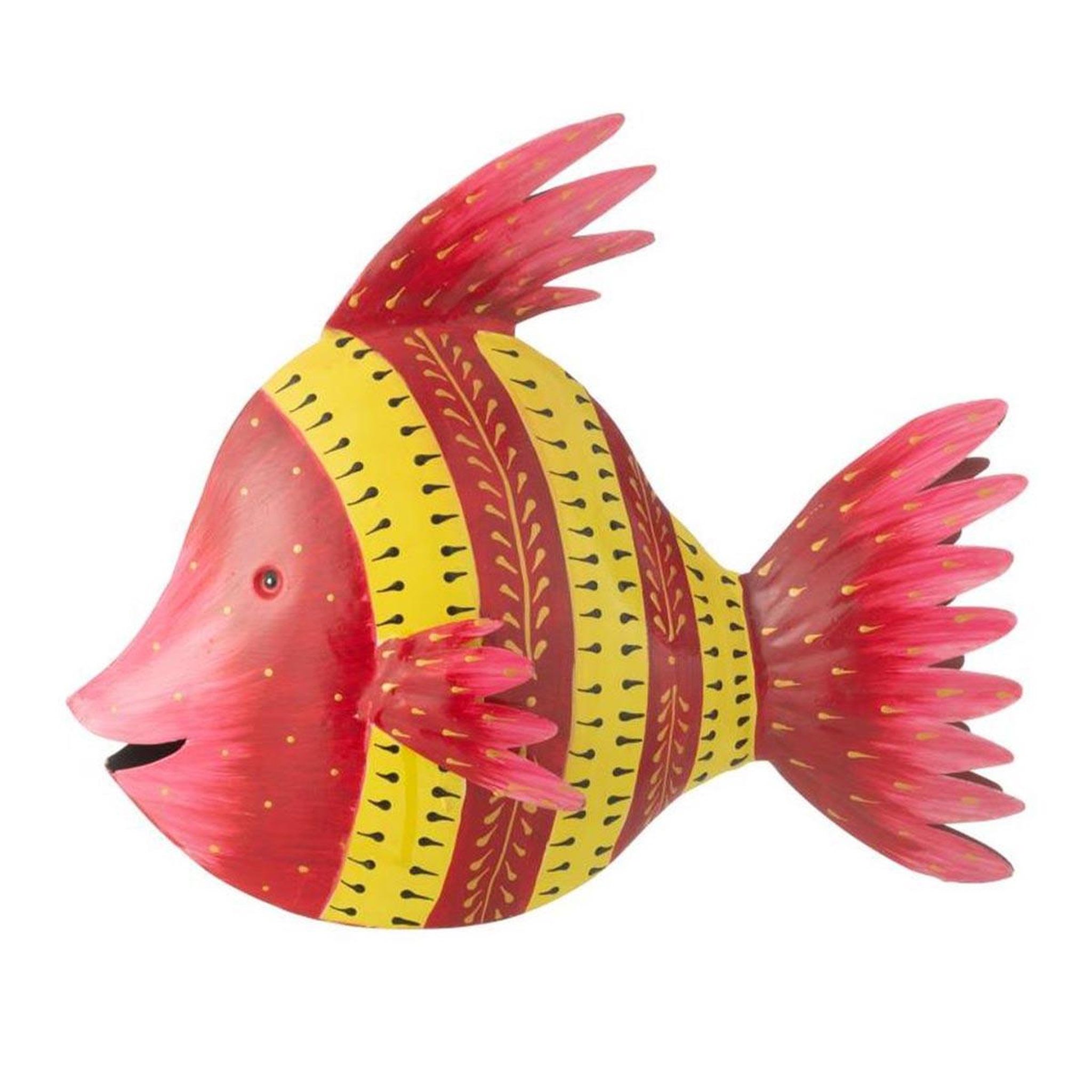 J-LINE Statuette déco poisson en métal  tom  34cm rouge