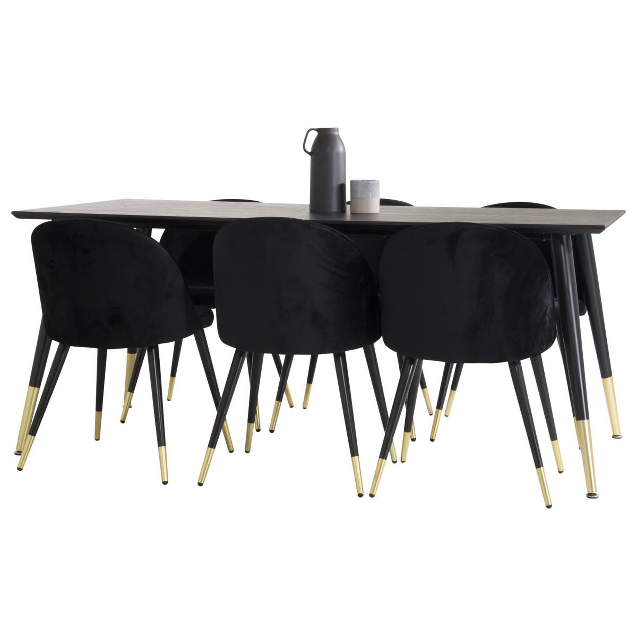 Voir la diapositive 3 : Paris Prix Ensemble table à manger & 6 chaises  dipp & velvet  180cm noir