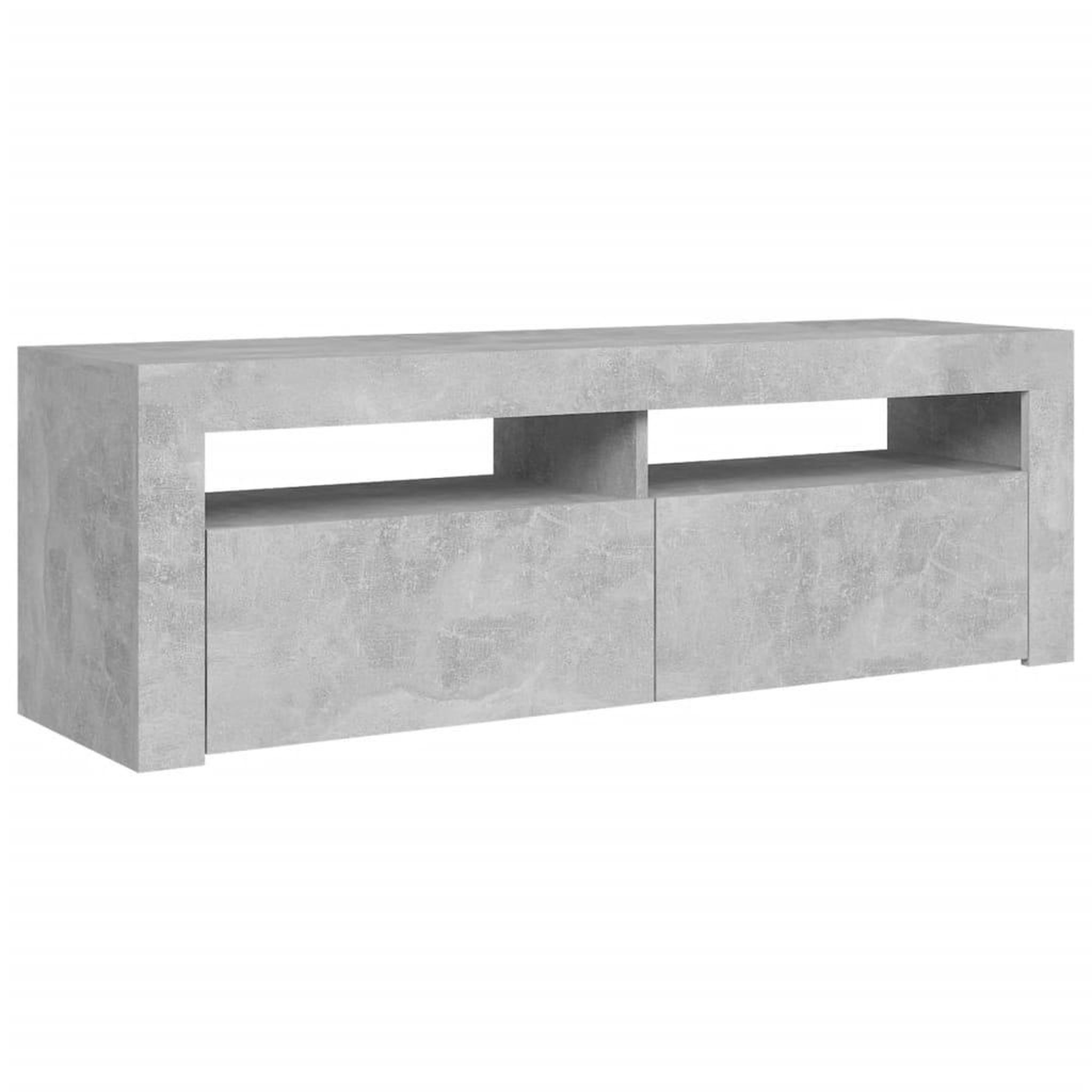Voir la diapositive 3 : VIDAXL Meuble TV avec lumieres LED gris beton 120x35x40 cm