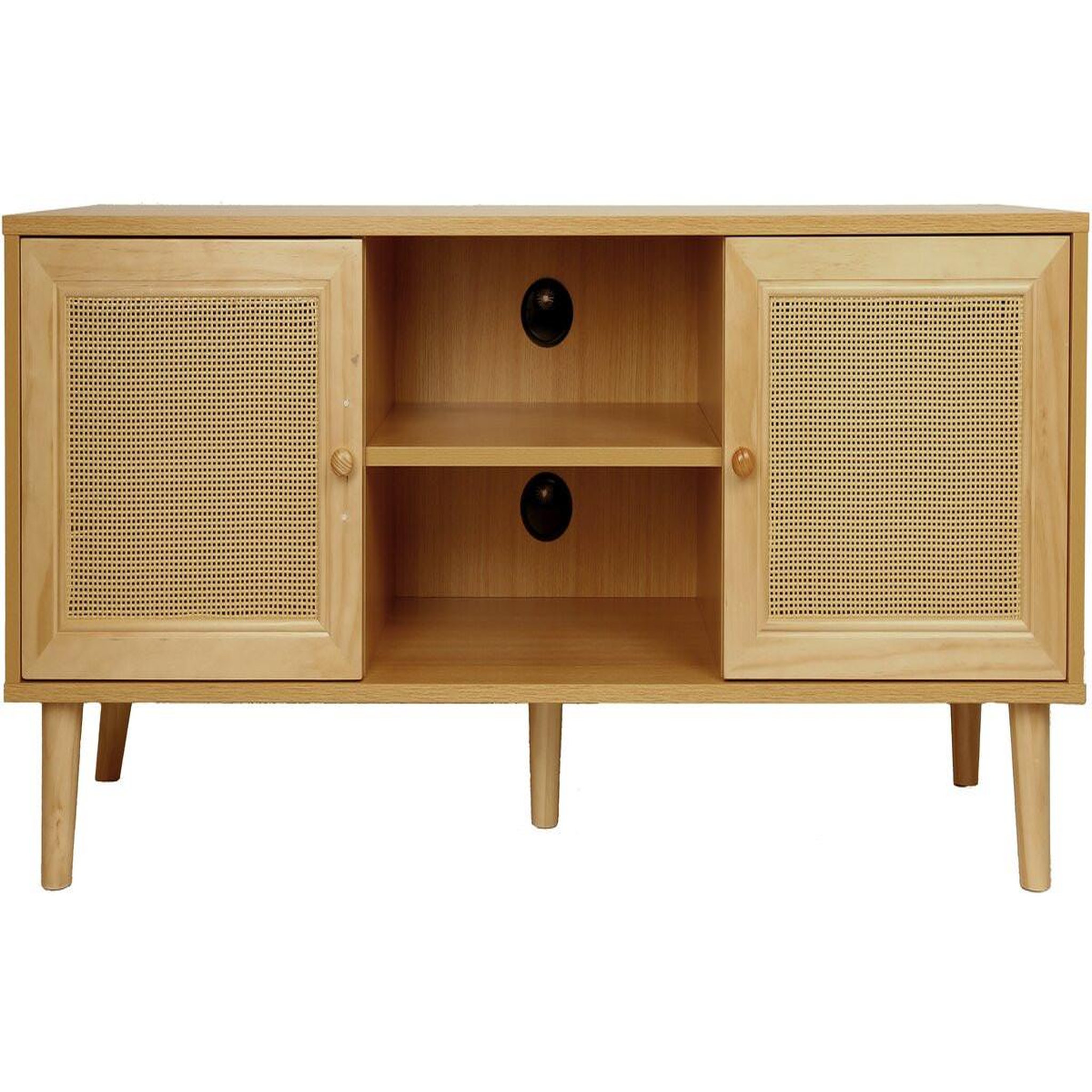 Habitat et Jardin Meuble TV scandinave en cannage  Iguane  - 120 x 30 x 56.5 cm - Noir