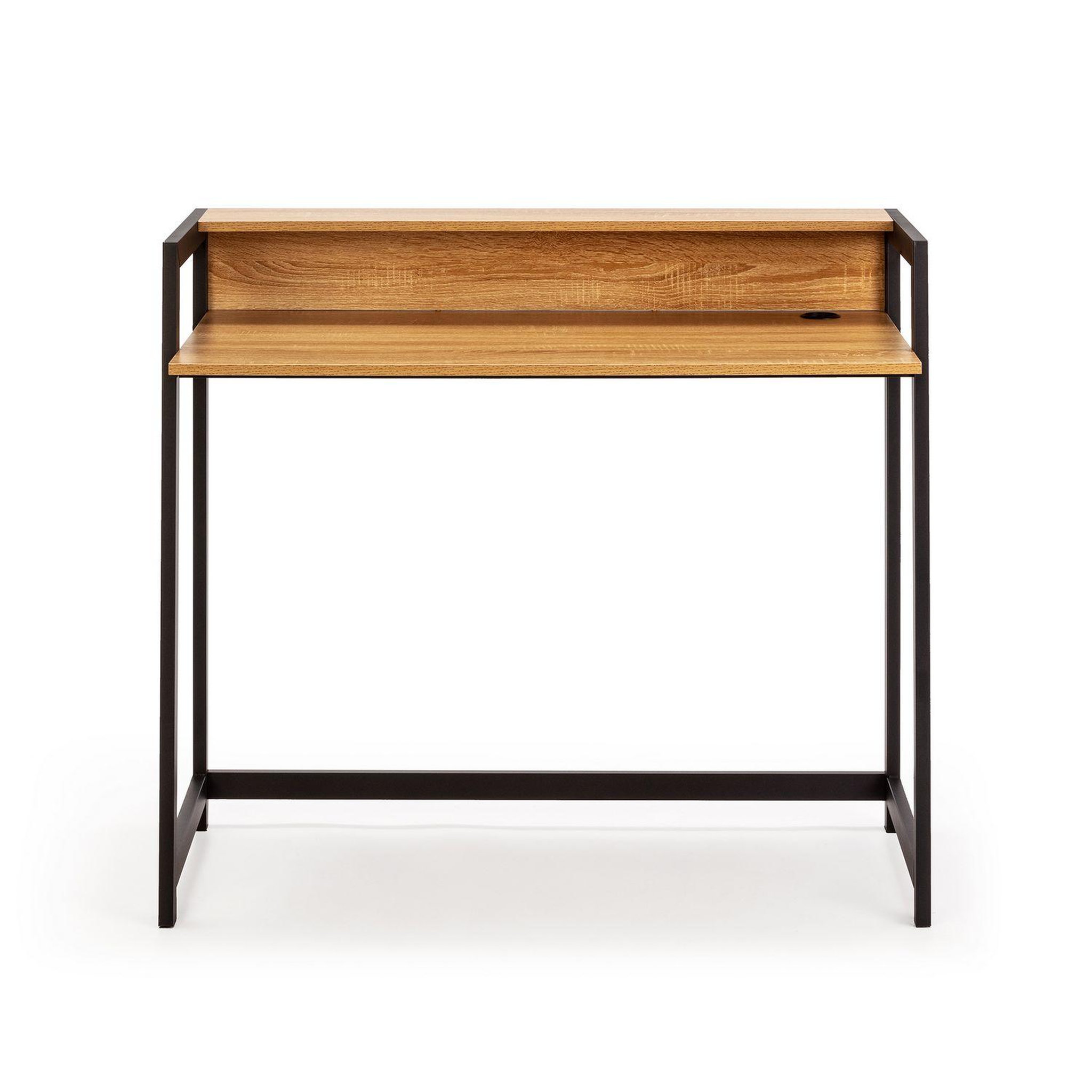 Voir la diapositive 2 : VS VENTA-STOCK Bureau Naia noir, 1 étagère, style industriel, 105 cm longueur