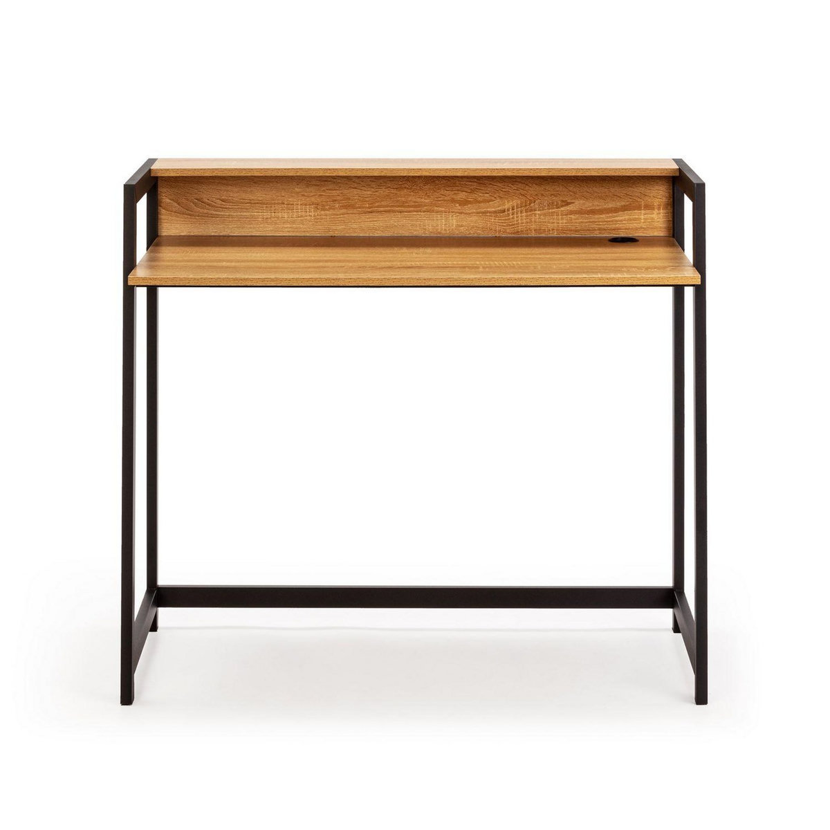 VS VENTA-STOCK Bureau Naia noir, 1 étagère, style industriel, 105 cm longueur