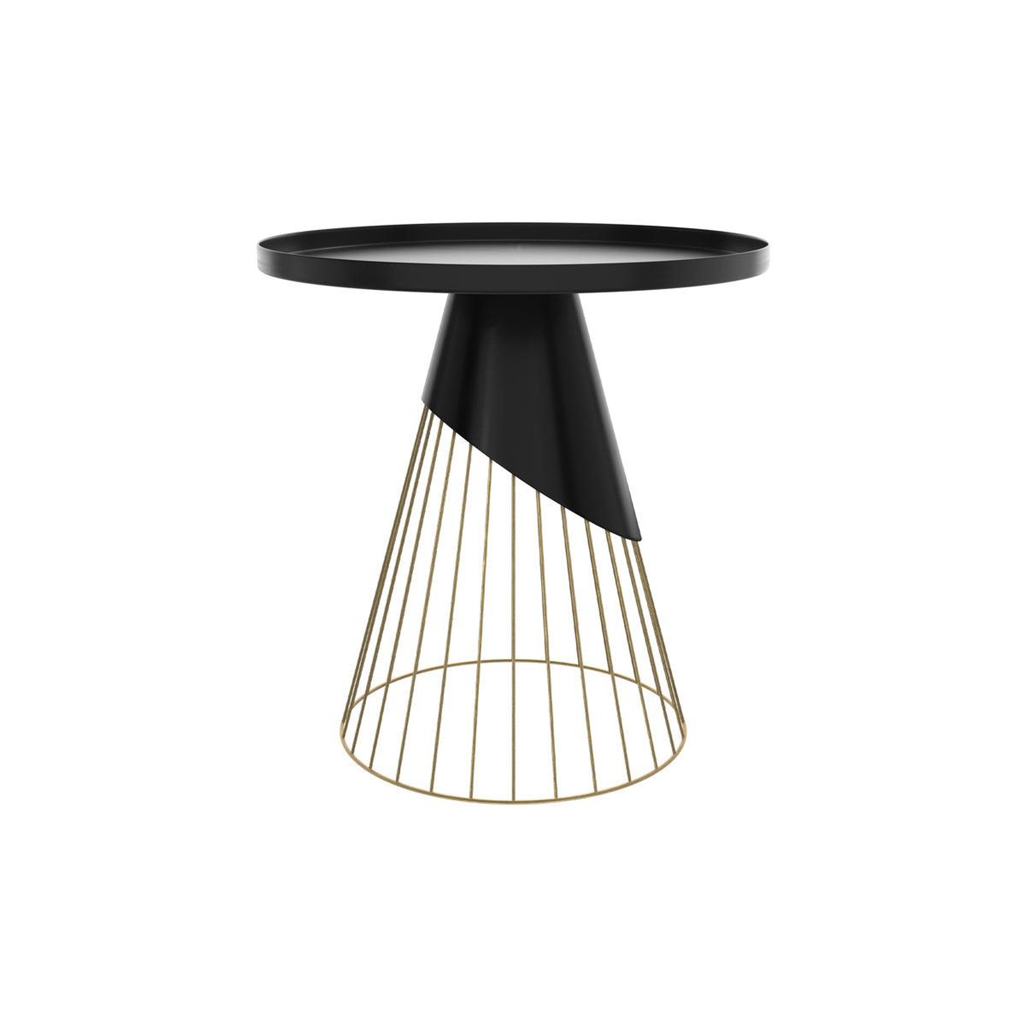 MAISON PAVANE Table d'appoint ronde en métal noir et laiton D45 cm-Corry