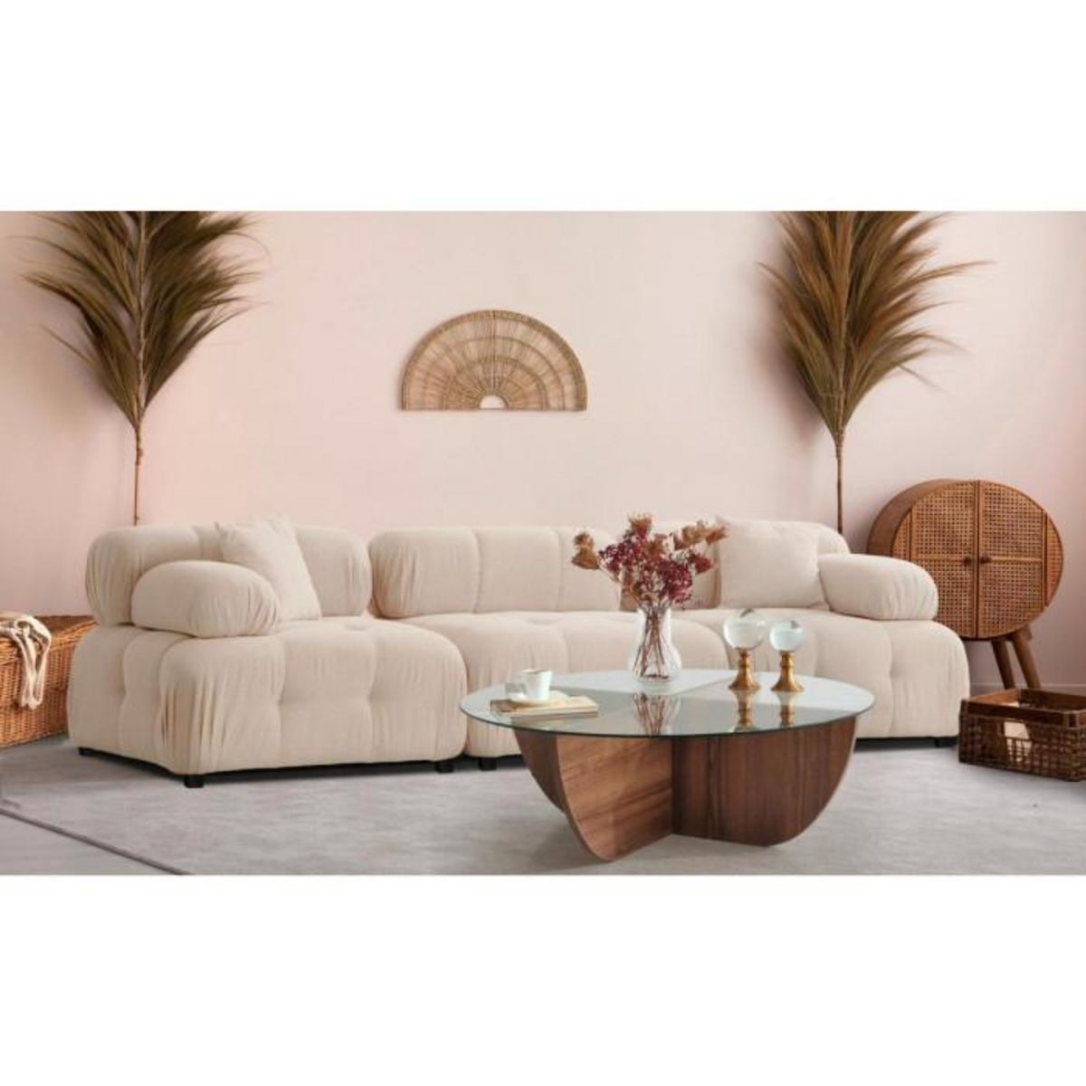 Paris Prix Canapé Modulable Bouclette  Sherwood  291cm Beige