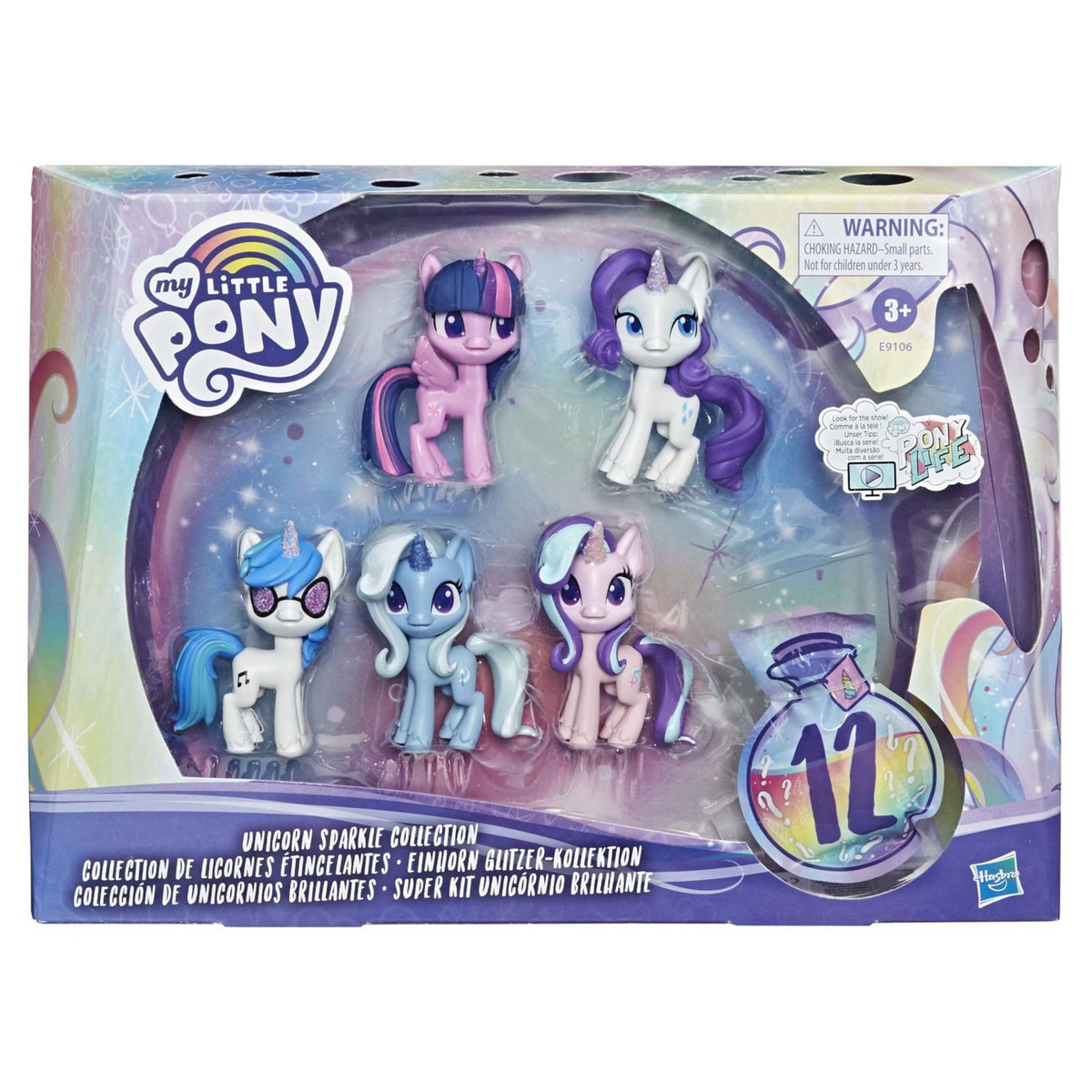 5 figurines licornes étincelantes 7,5 cm My little pony