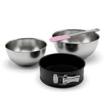 ZENKER Lot de 1 moule à gâteaux 18,5 cm en acier 2 bols 25/20,5 cm en inox et 1 spatule pâtisserie 25 cm en plastique Spécial mini Spécial mini Zenker  Spécial mini