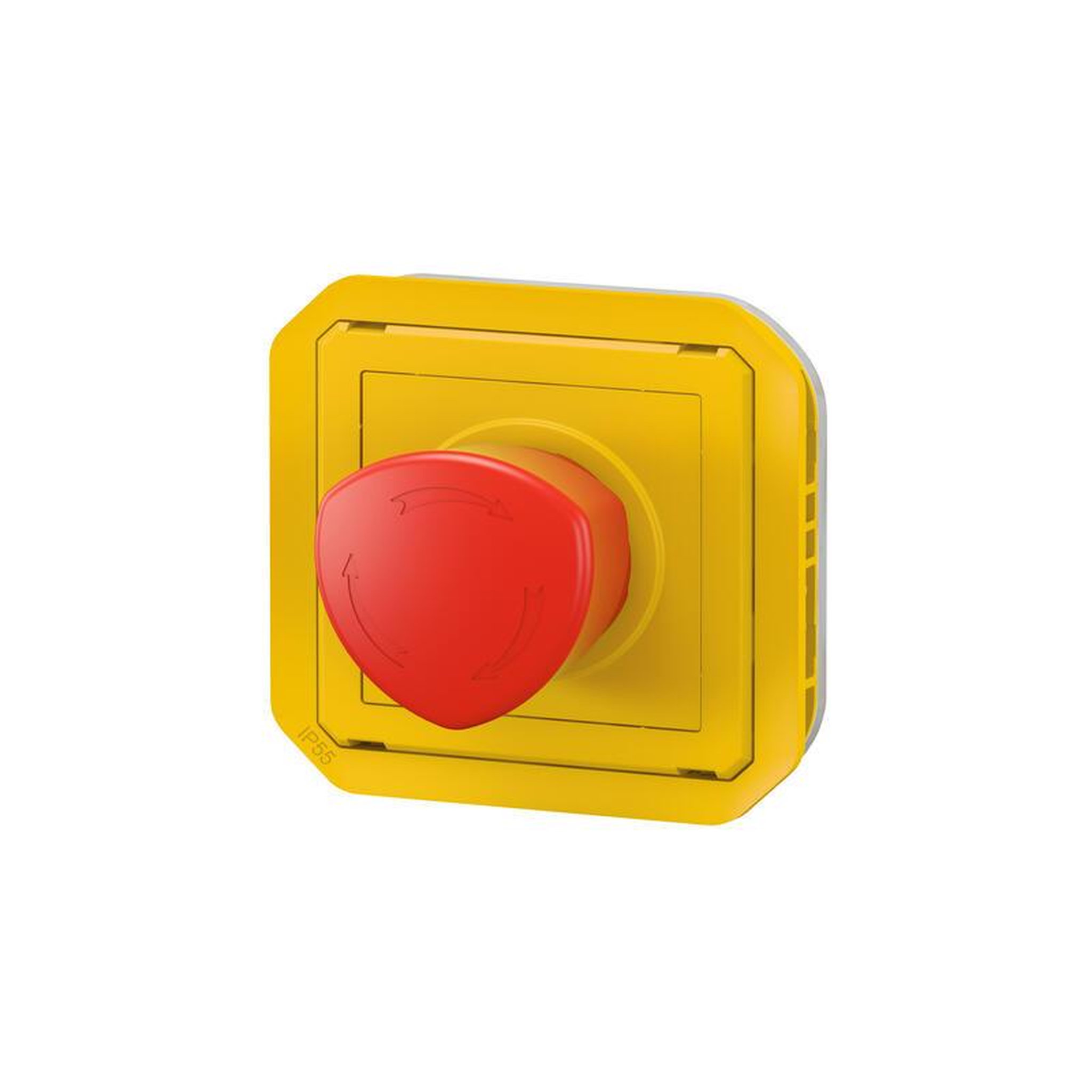 Voir la diapositive 3 : Legrand Coup de poing d urgence poussoir déverrouillage 1 4 tour étanche PLEXO avec enjoliveur jaune et bouton rouge LEGRAND 069549L