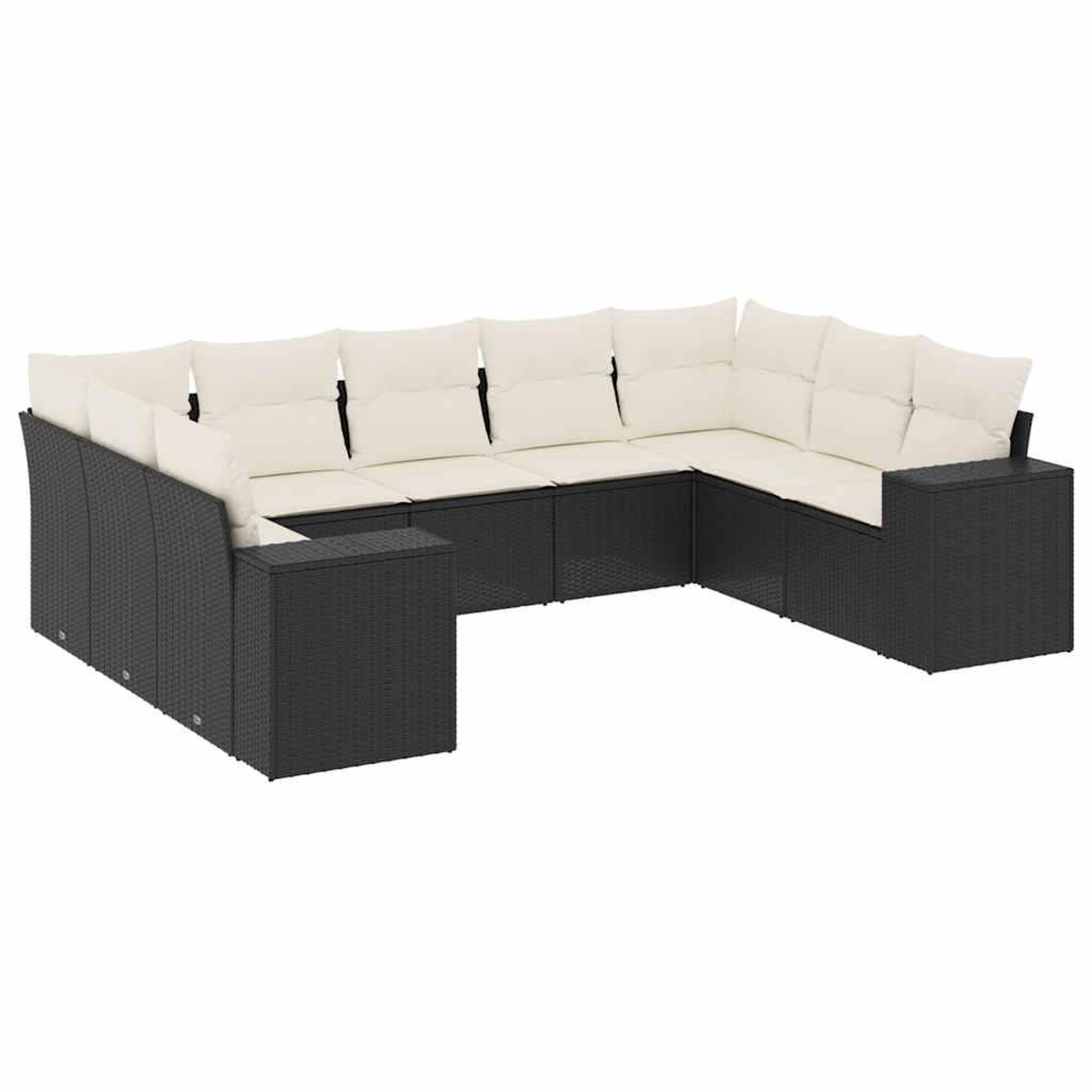 Voir la diapositive 2 : VIDAXL Salon de jardin 9 pcs avec coussins noir resine tressee