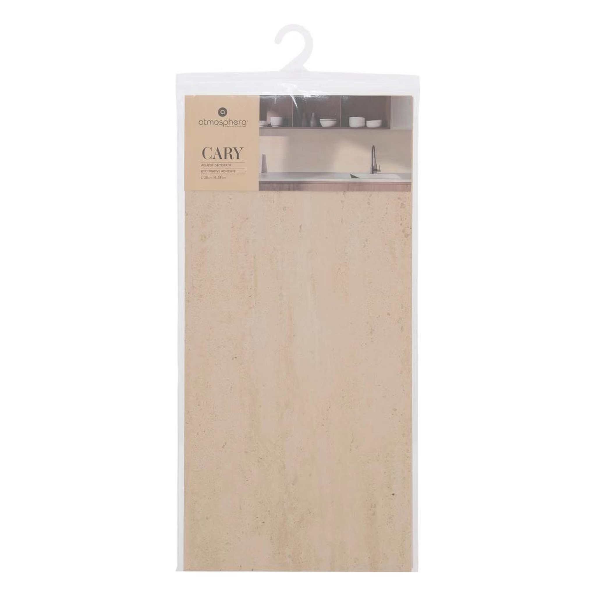 Voir la diapositive 3 : ATMOSPHERA Sticker effet travertin  cary  28x58cm beige
