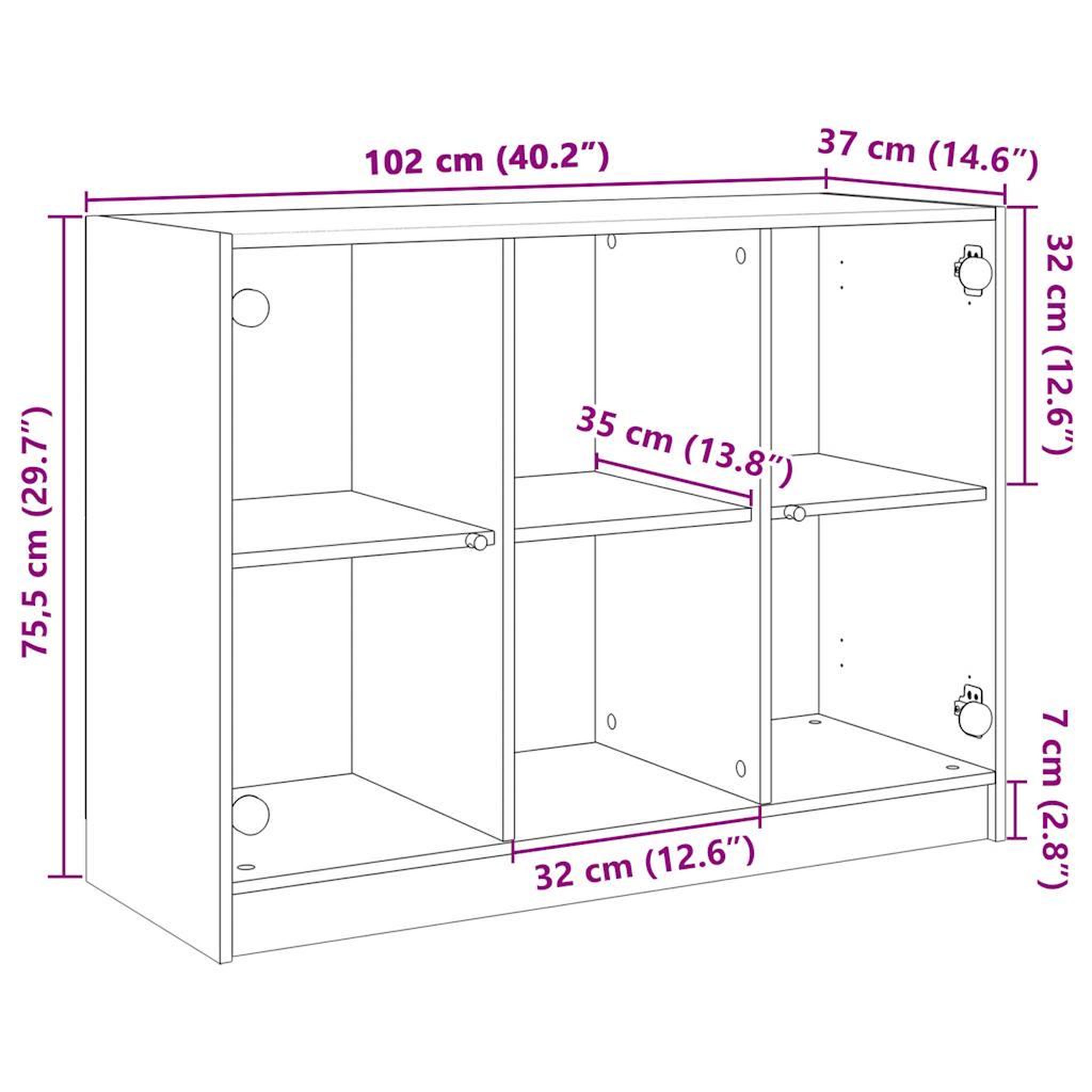 Voir la diapositive 6 : VIDAXL Buffet sonoma gris 102x37x75,5 cm bois d'ingenierie