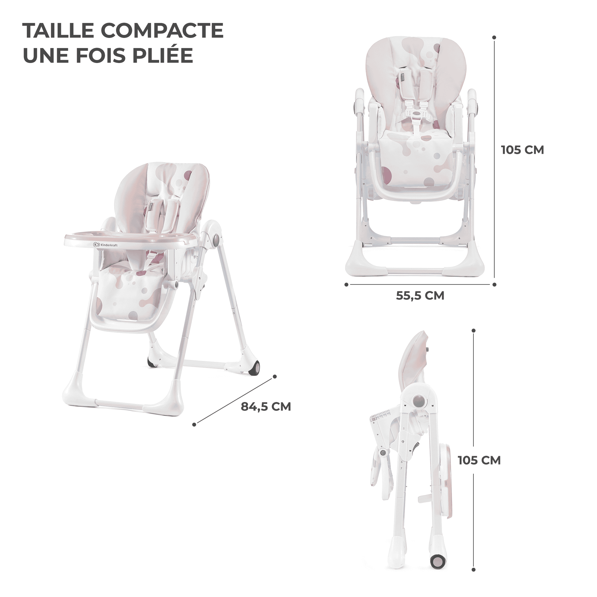Voir la diapositive 6 : KINDERKRAFT Chaise haute bebe reglable pliante plateau amovib