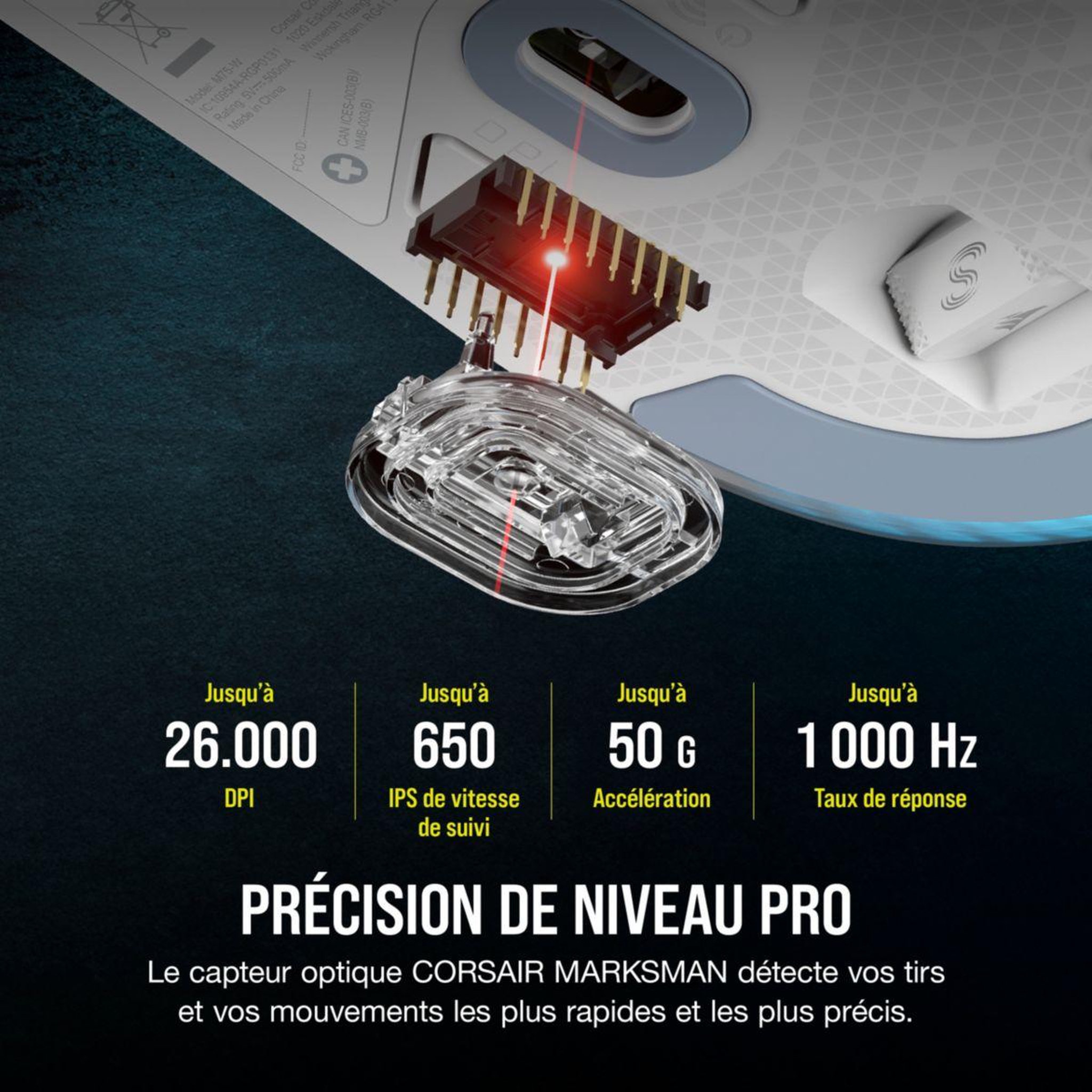 Voir la diapositive 3 : Corsair Souris Gamer Sans Fil M75 Wireless RGB Blanche