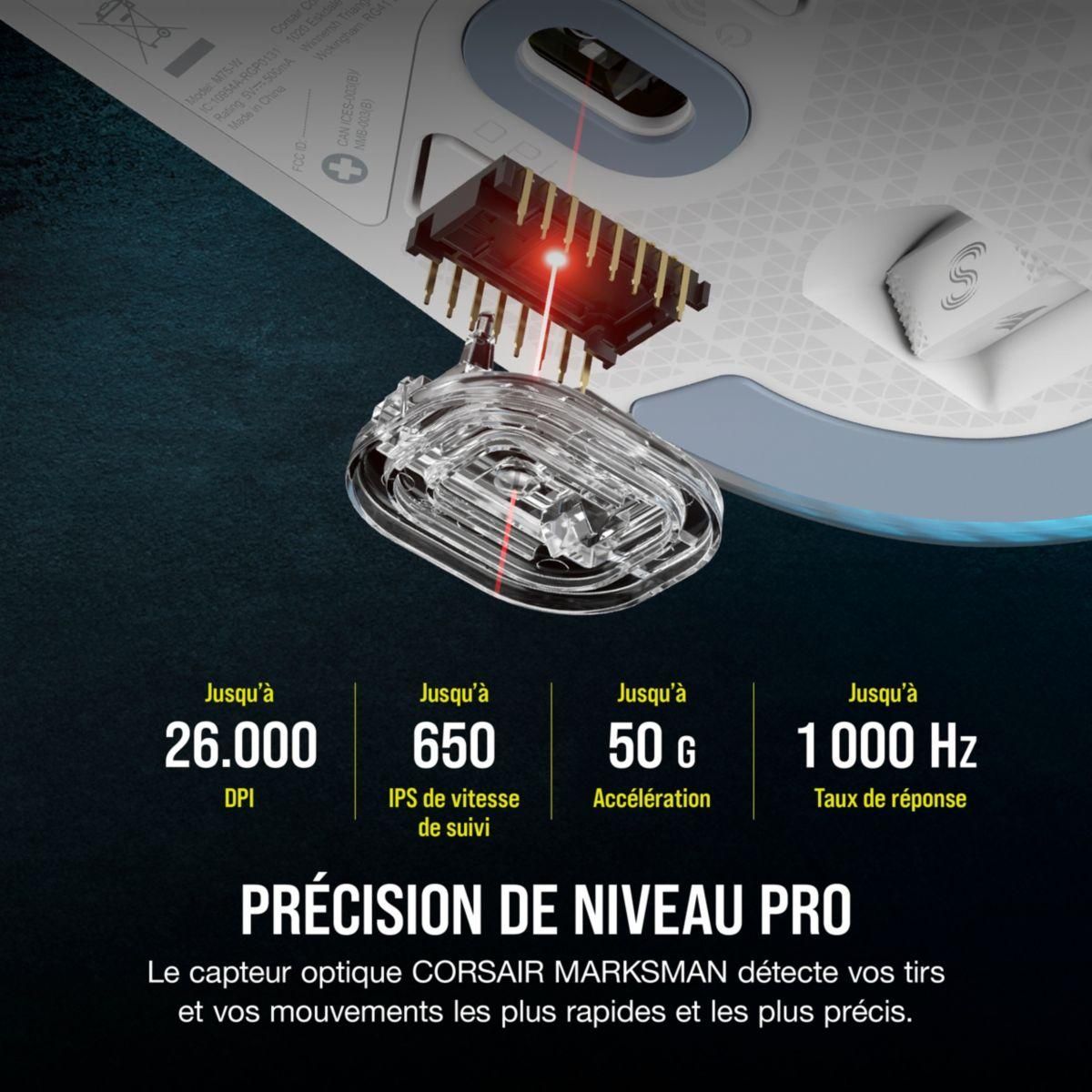 Corsair Souris Gamer Sans Fil M75 Wireless RGB Blanche