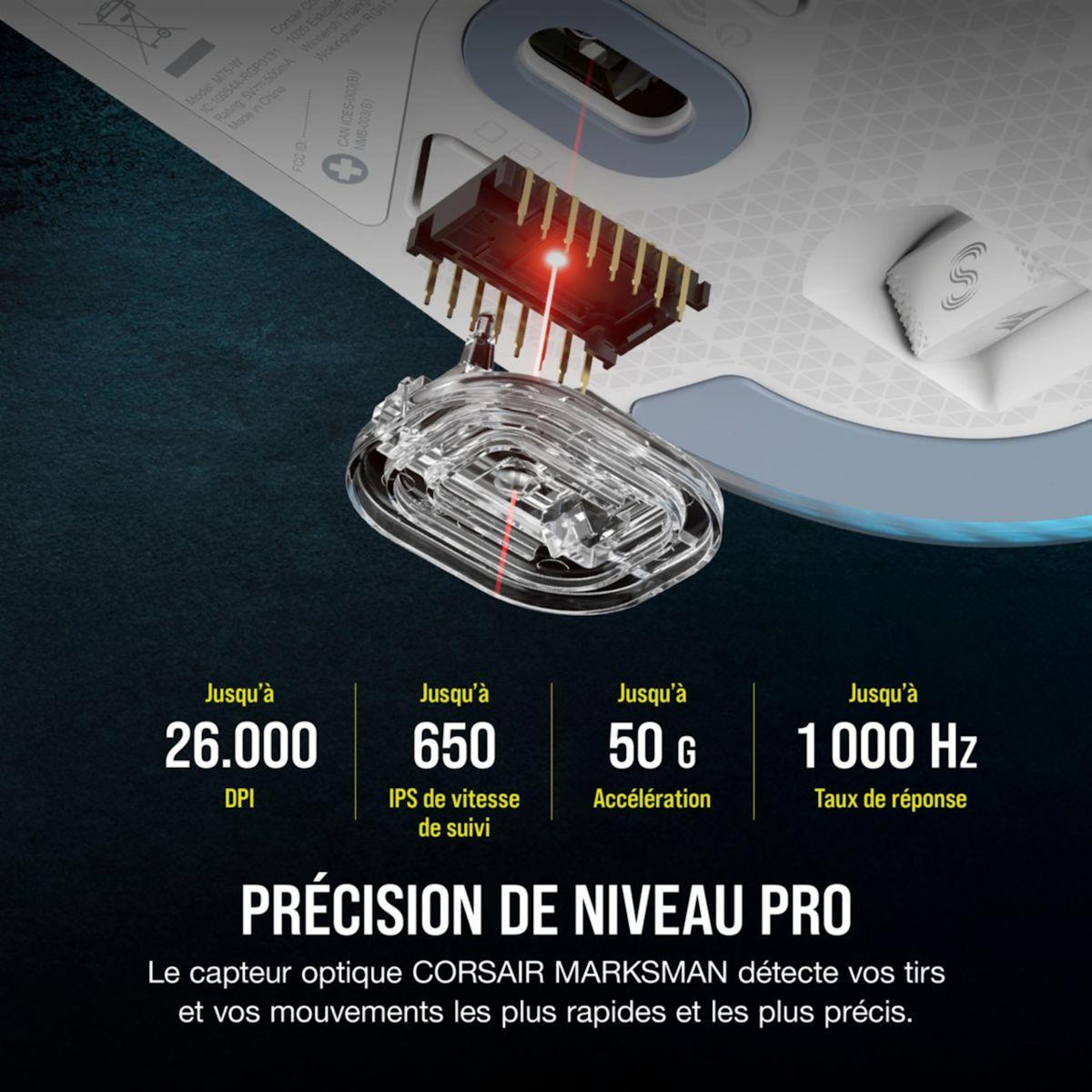 Corsair Souris Gamer Sans Fil M75 Wireless RGB Blanche