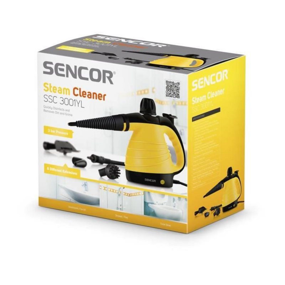 SENCO Nettoyeur a vapeur - SENCOR - SSC 3001YL - 1000 W - 350 ml - Jaune