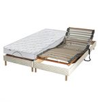 IDLITERIE Ensemble relaxation 100% latex 5 zones + sommier avec réglage fermeté au niveau lombaire - FABRICATION FRANCE. Coloris disponibles : Blanc