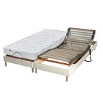 IDLITERIE Ensemble relaxation 100% latex 5 zones + sommier avec réglage fermeté au niveau lombaire - FABRICATION FRANCE. Coloris disponibles : Blanc