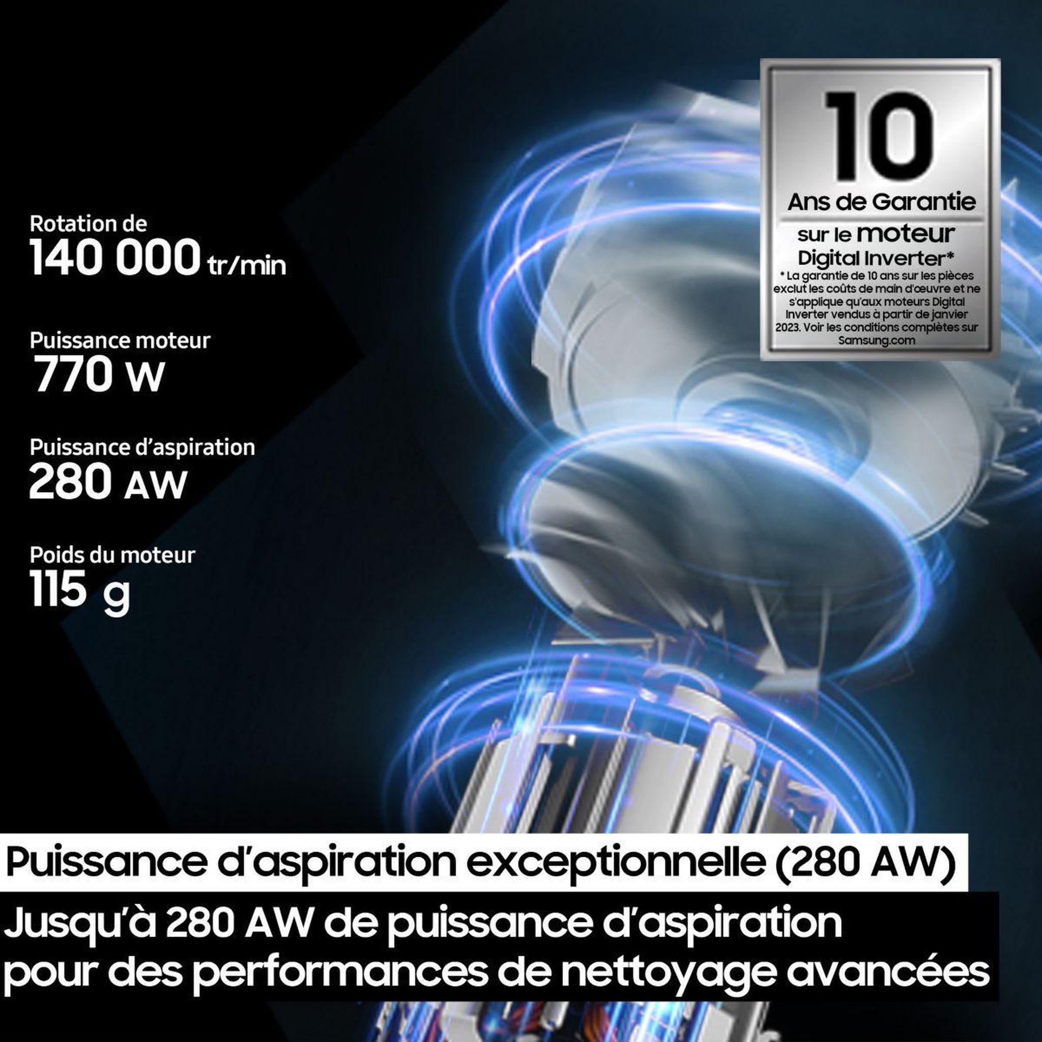 Voir la diapositive 5 : Samsung Aspirateur balai bespoke ai jet lite complete vs80f28efp
