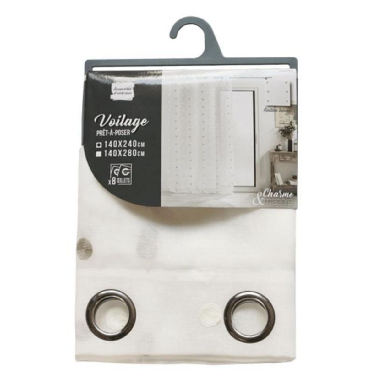 Paris Prix Rideau Voilage à Œillets  Lorna  140x240cm Blanc