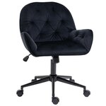 VINSETTO Chaise de bureau velours design Chesterfield effet capitonné piètement métal noir