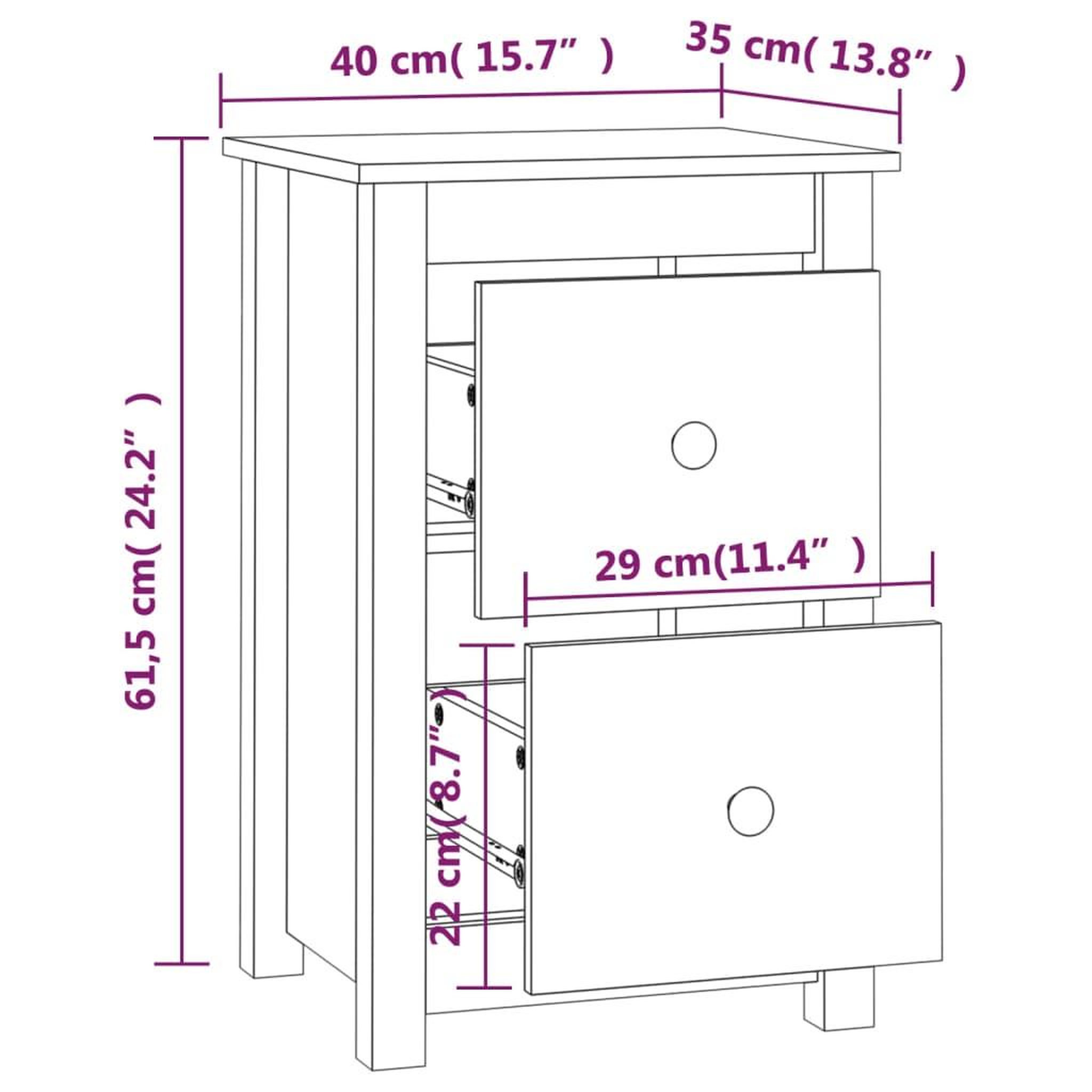 Voir la diapositive 6 : VIDAXL Table de chevet Marron miel 40x35x61,5 cm Bois de pin solide