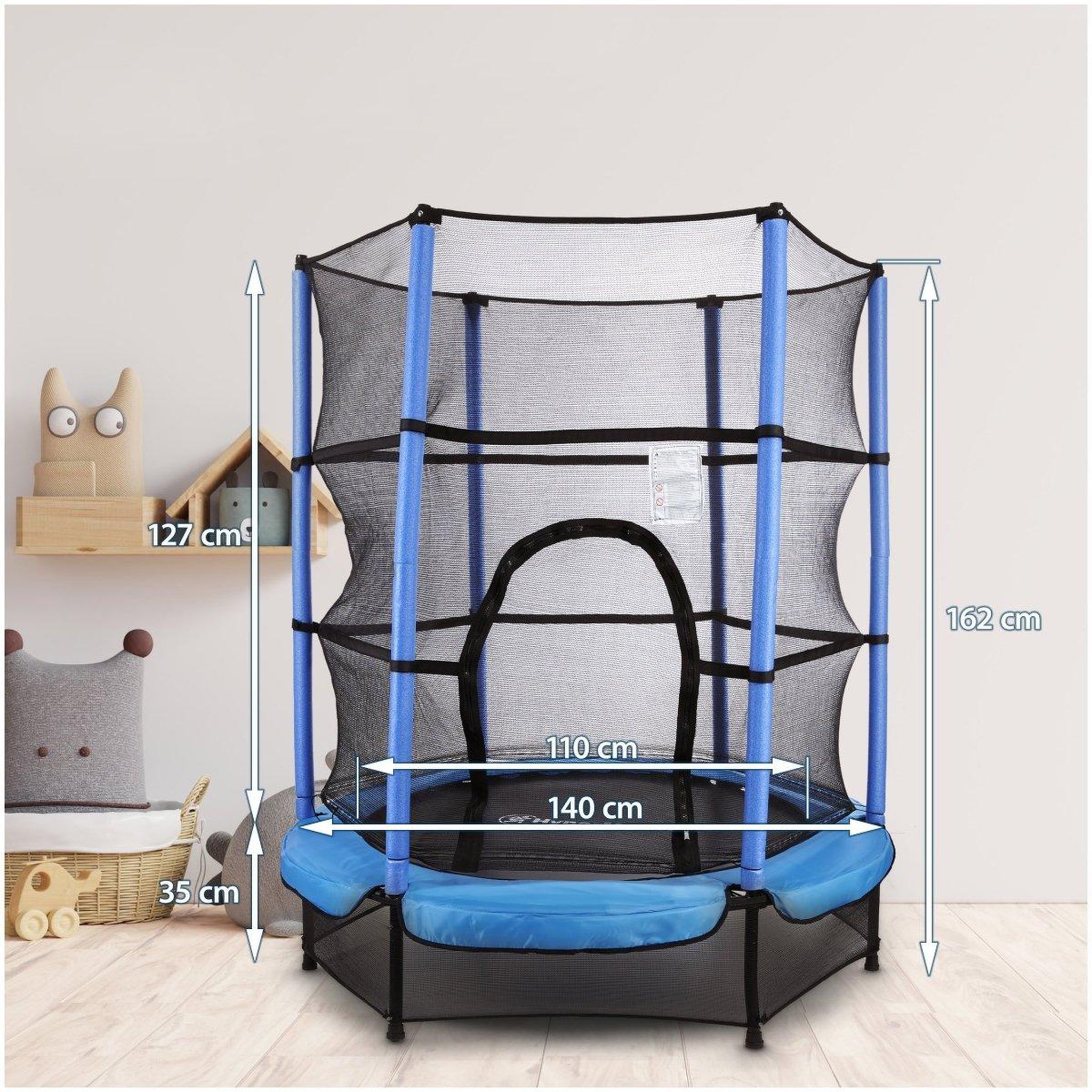 Voir la diapositive 2 : HYPERMOTION Trampoline Enfant HyperMotion Ø 140 cm avec Filet de Sécurité, dès 3 Ans