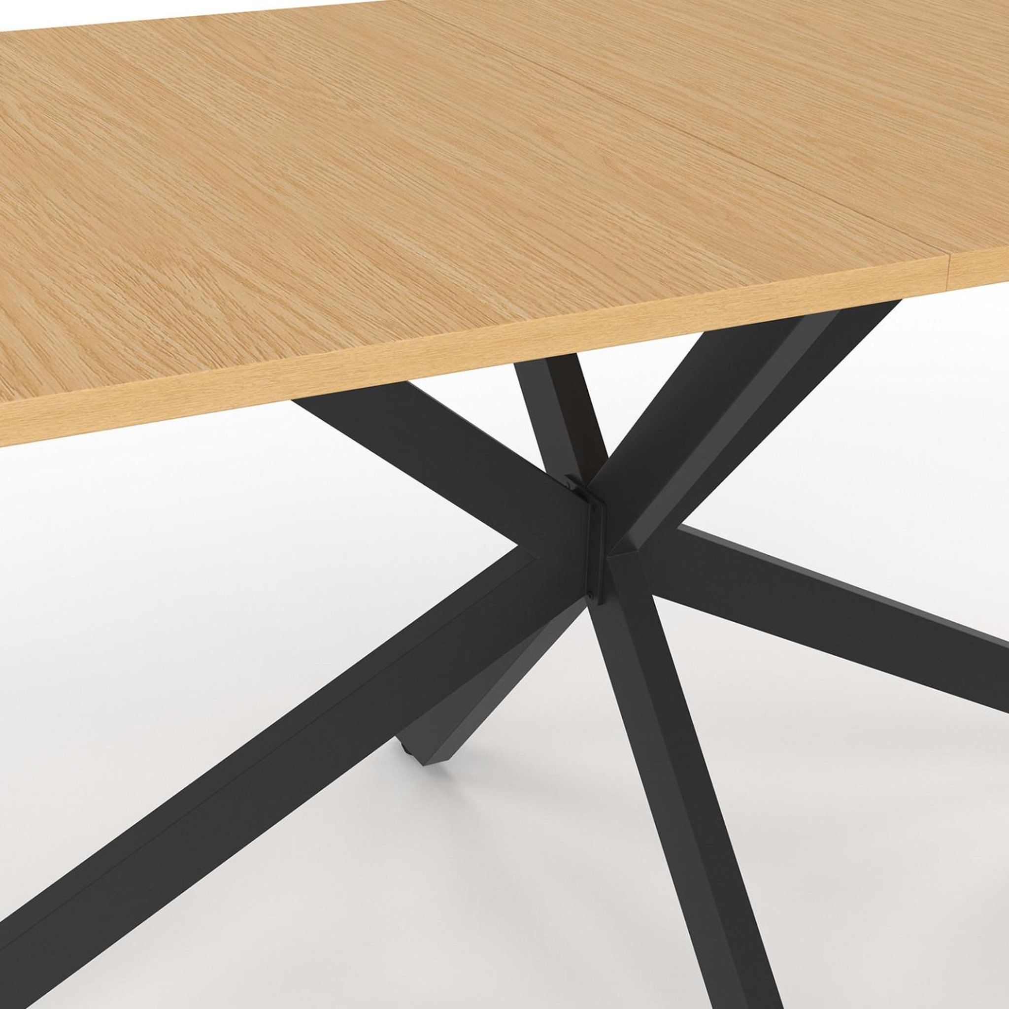 Voir la diapositive 6 : ID MARKET Salon de jardin messina table 190 cm pied araignée plateau métal effet bois et 8 chaises empilables noires