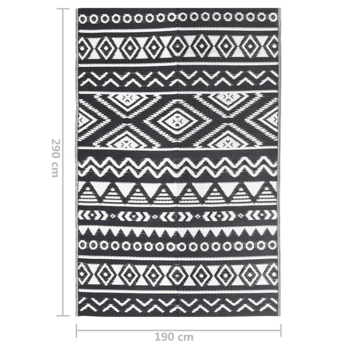 VIDAXL Tapis d'exterieur Noir 190x290 cm PP