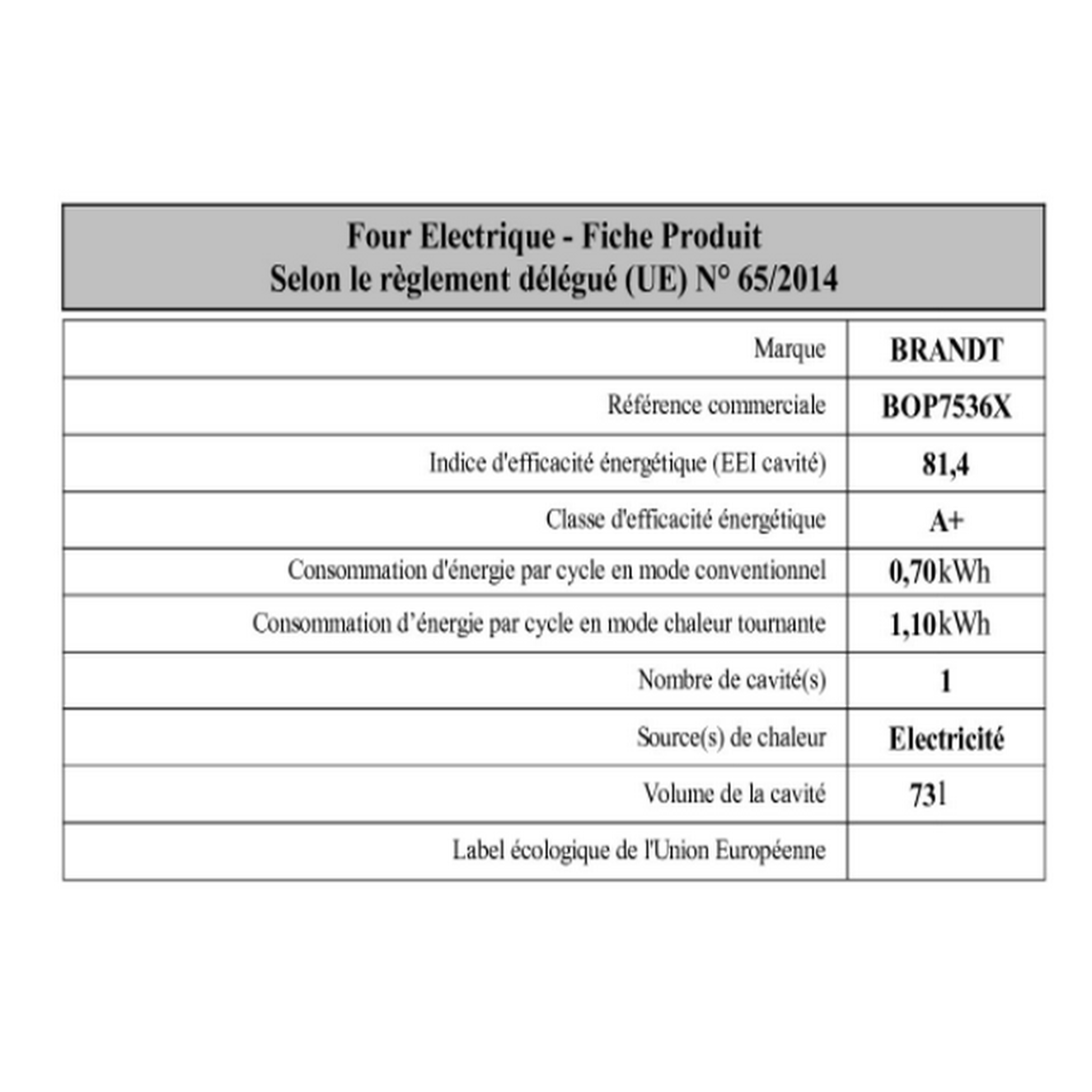 Voir la diapositive 4 : BRANDT Four intégrable multifonction 73l 60cm pyrolyse - bop7536x