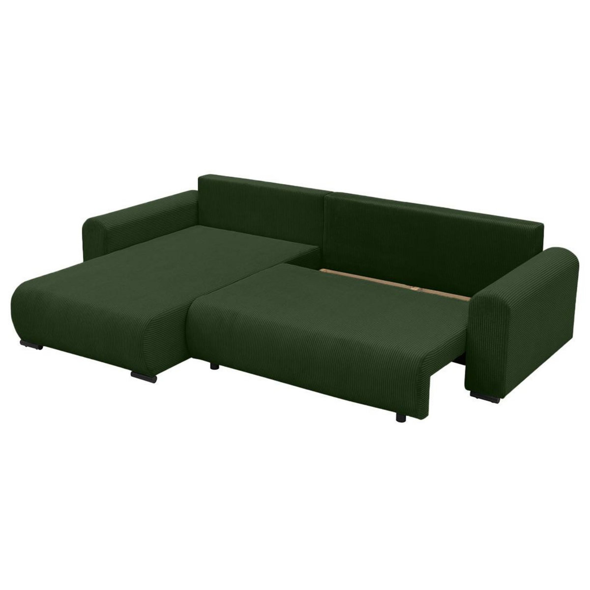 BEST MOBILIER Rosalie - canapé d'angle réversible 4 places convertible avec coffre en velours côtelé