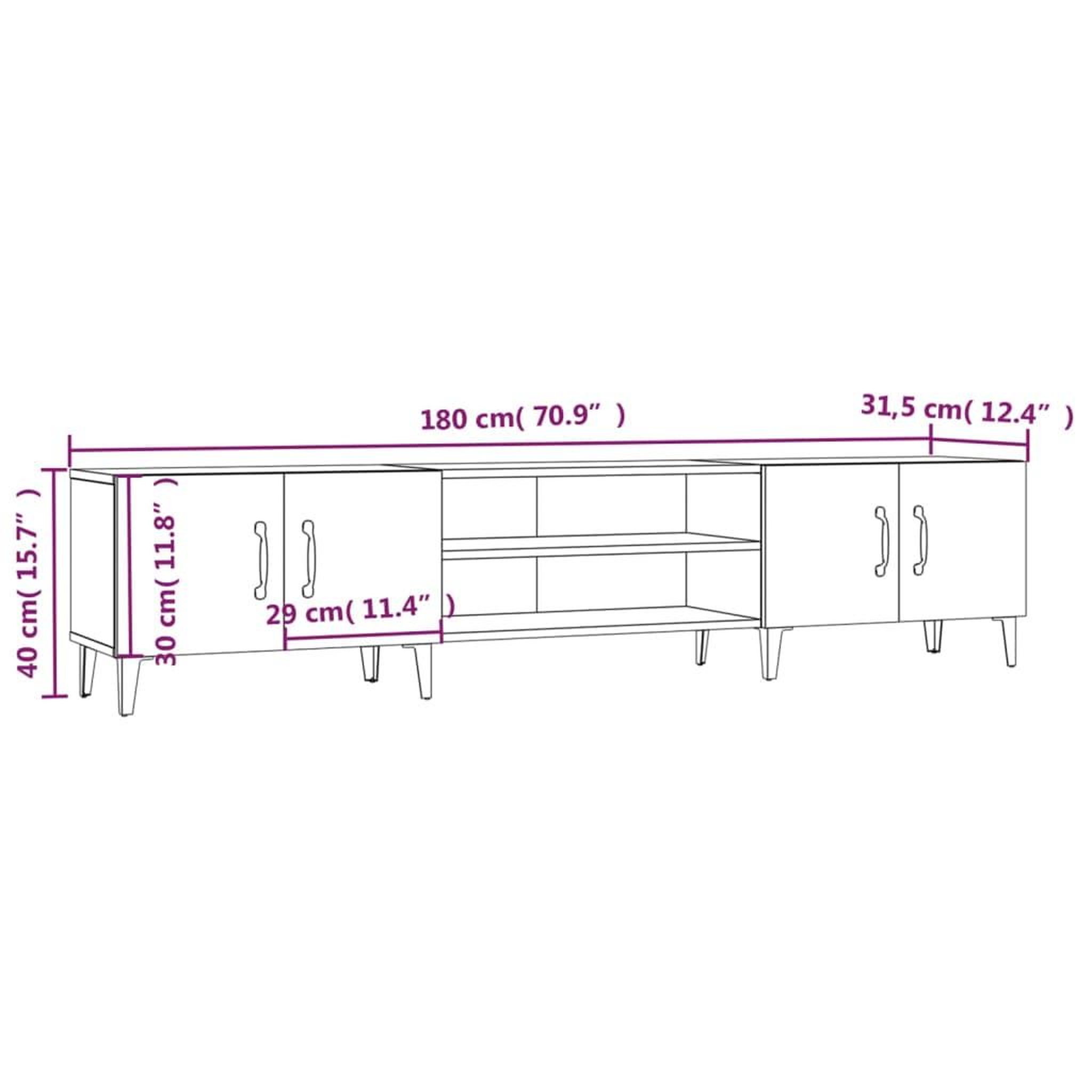 Voir la diapositive 6 : VIDAXL Meuble TV blanc 180x31,5x40 cm bois d'ingenierie