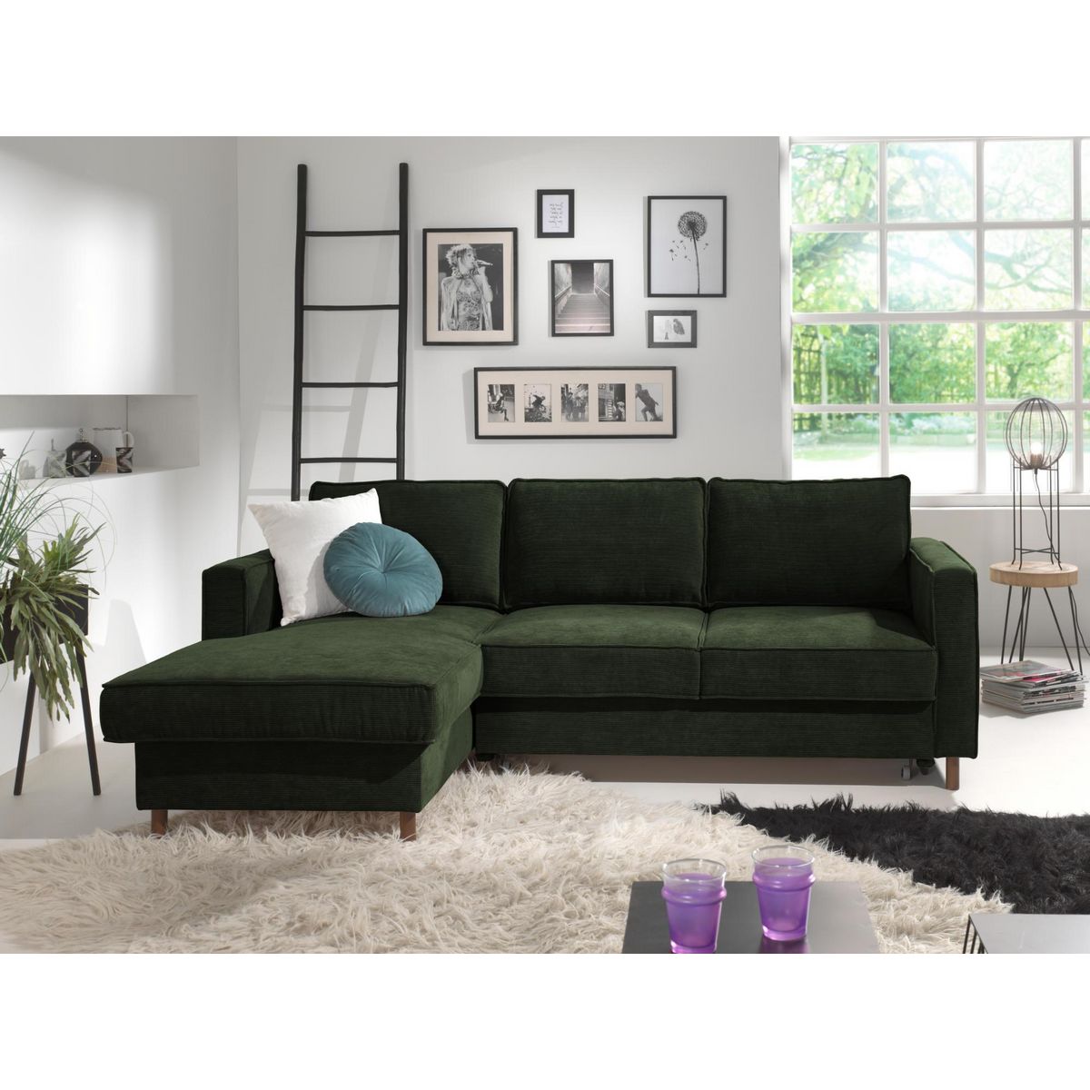 LISA DESIGN Jake - canapé d'angle gauche - convertible avec coffre - 4 places - en velours côtelé