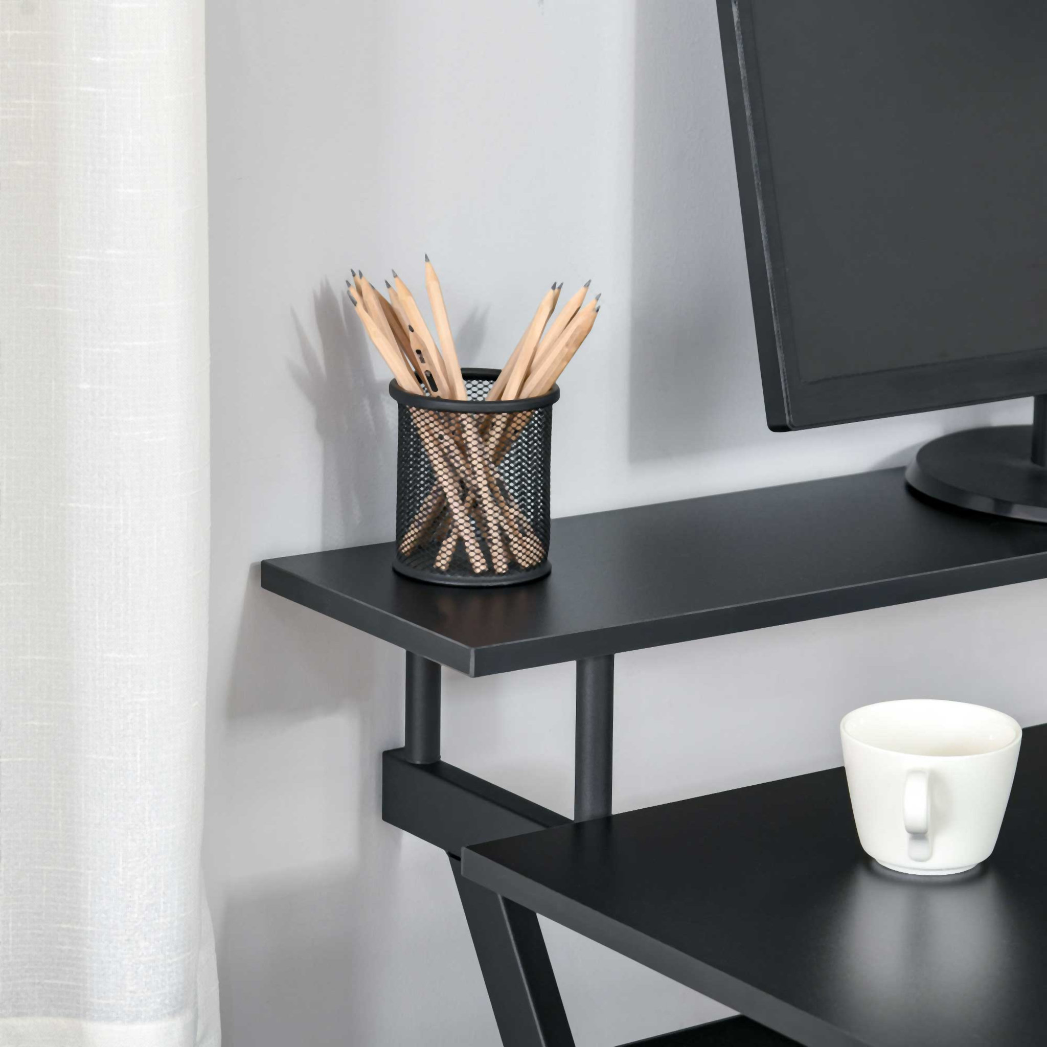 Voir la diapositive 5 : HOMCOM Bureau informatique gamer avec étagères dim. 100L x 60l x 85,5H cm MDF métal noir
