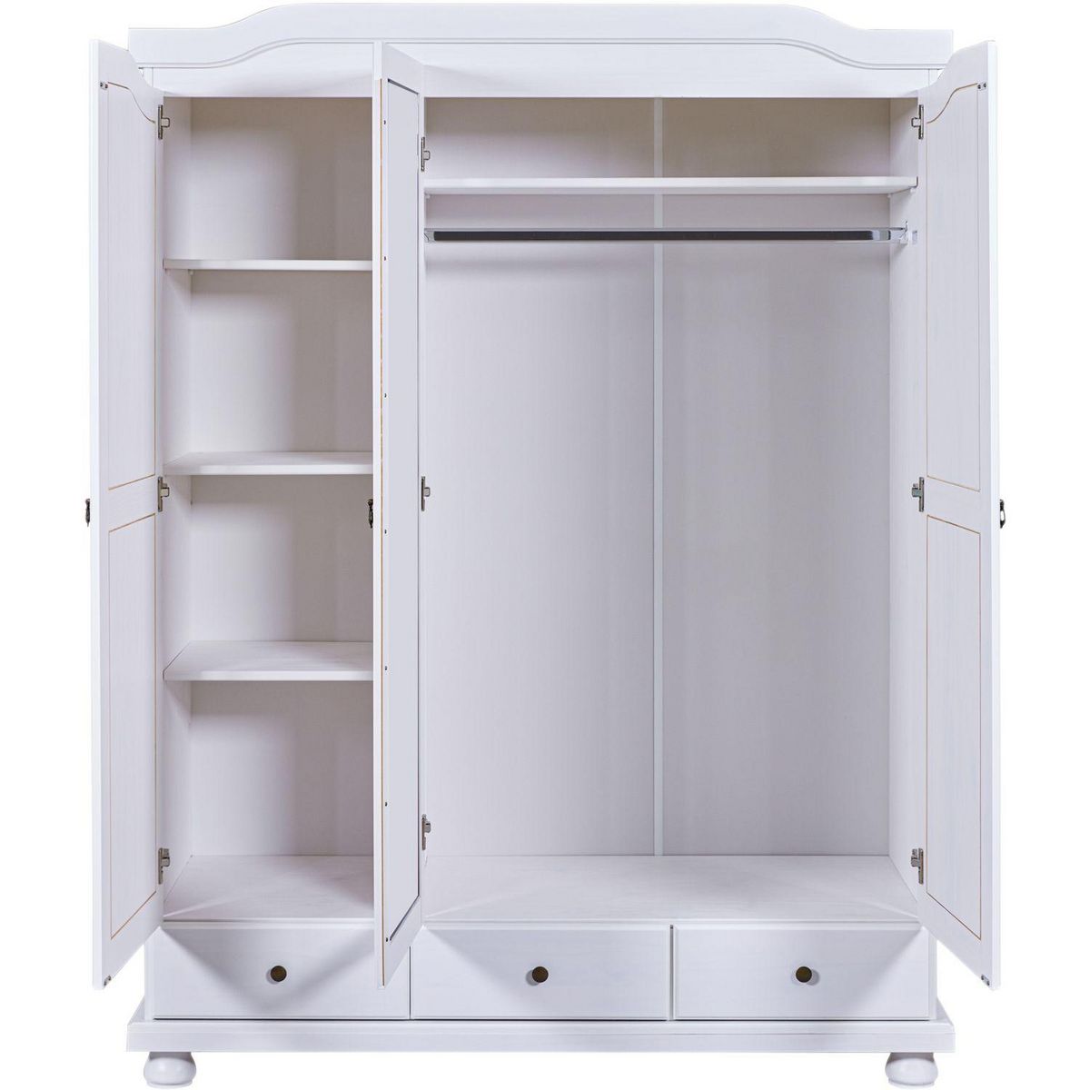 Armoire rustique en pin massif 3 portes  3 tiroirs L104cm BASTIAN