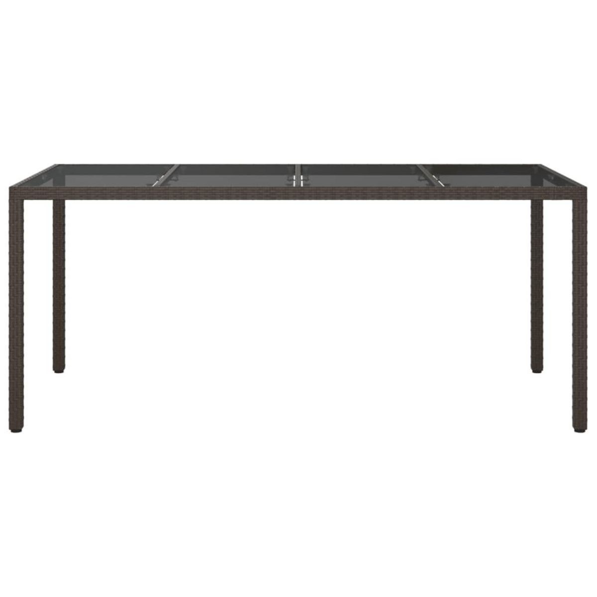 VIDAXL Table de jardin Marron 190x90x75 cm Verre trempe/resine tressee