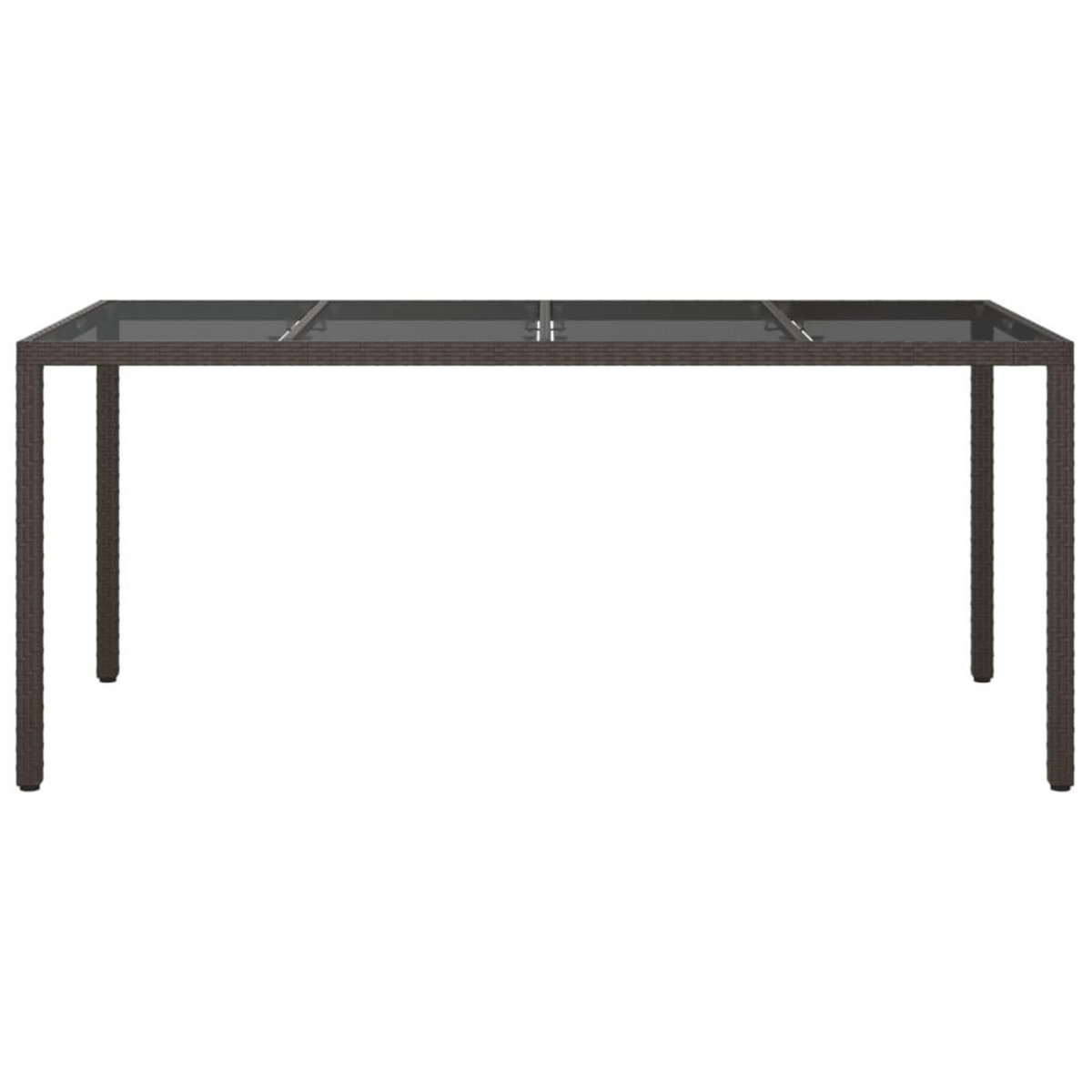 VIDAXL Table de jardin Marron 190x90x75 cm Verre trempe/resine tressee