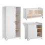 VOX Chambre complète lit bébé 60x120 - commode à langer - armoire 1 porte Leaf - Blanc et bois