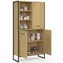 Voir la diapositive 4 : ID MARKET Buffet haut H. 160 cm DETROIT 3 portes design industriel