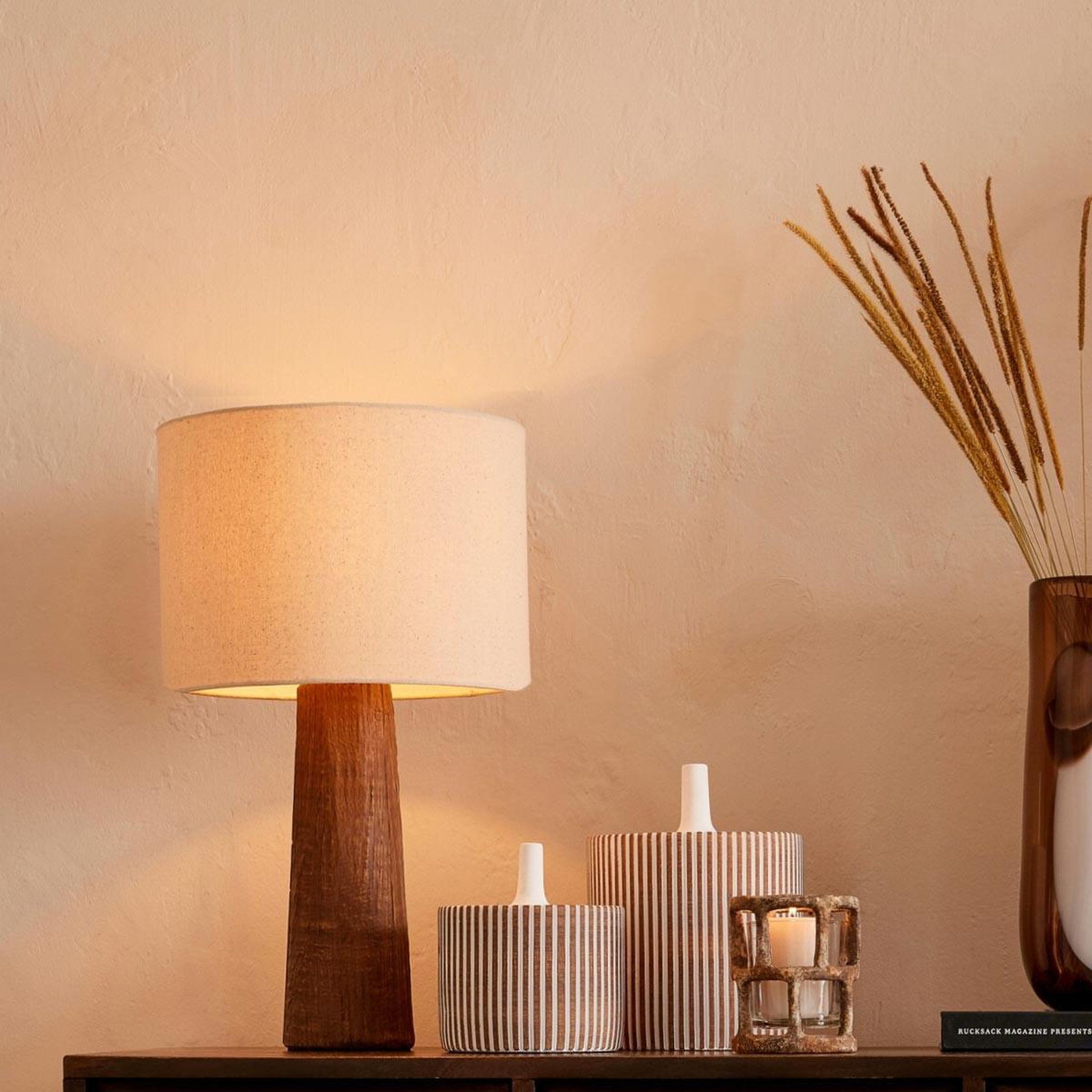 Voir la diapositive 5 : J-LINE Lampe à poser en céramique  melina  43cm marron