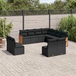 VIDAXL Salon de jardin 11 pcs avec coussins noir resine tressee