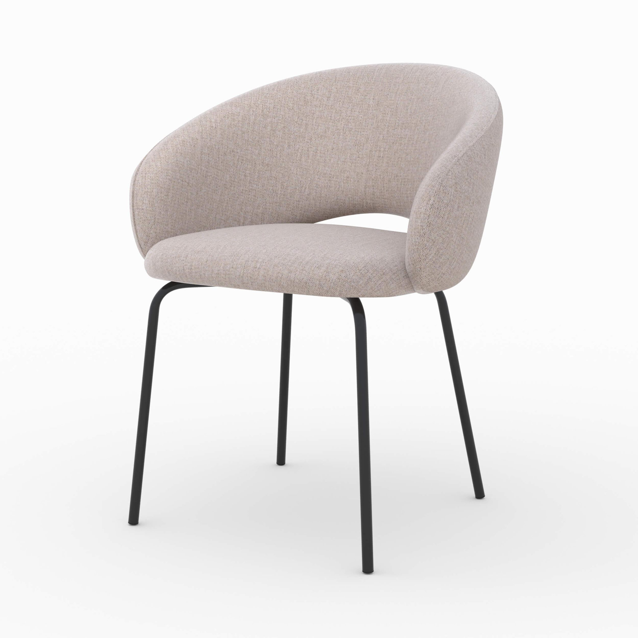 MAISON PAVANE Chaise en tissu beige chiné et pieds noirs-milly